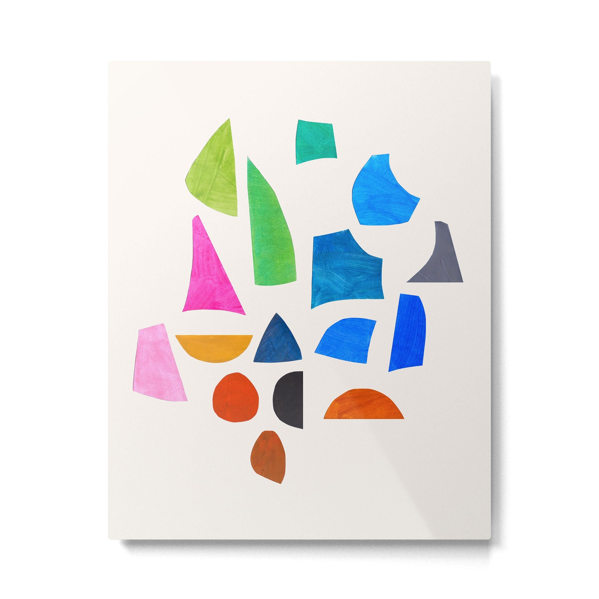 Possibilities' Mid Century Modern Minimalist Paper Collage Rainbow Colors Metal Print | TeksDecor