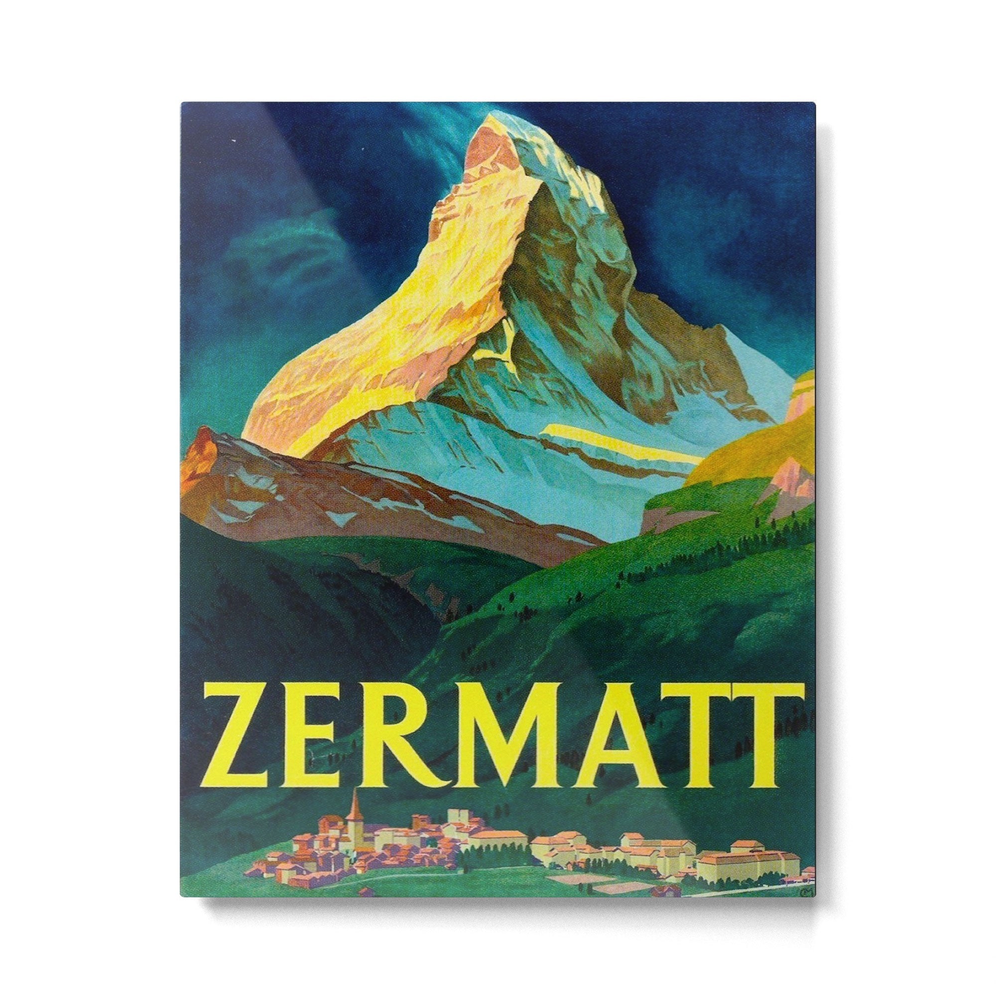 Zermatt Switzerland Vintage Mid Century Modern Travel Poster Metal Print | TeksDecor