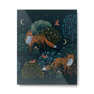 Forest Foxes Metal Print | TeksDecor