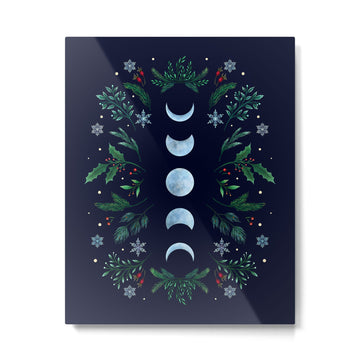 Moonlight Garden - Festive Green Metal Print | TeksDecor