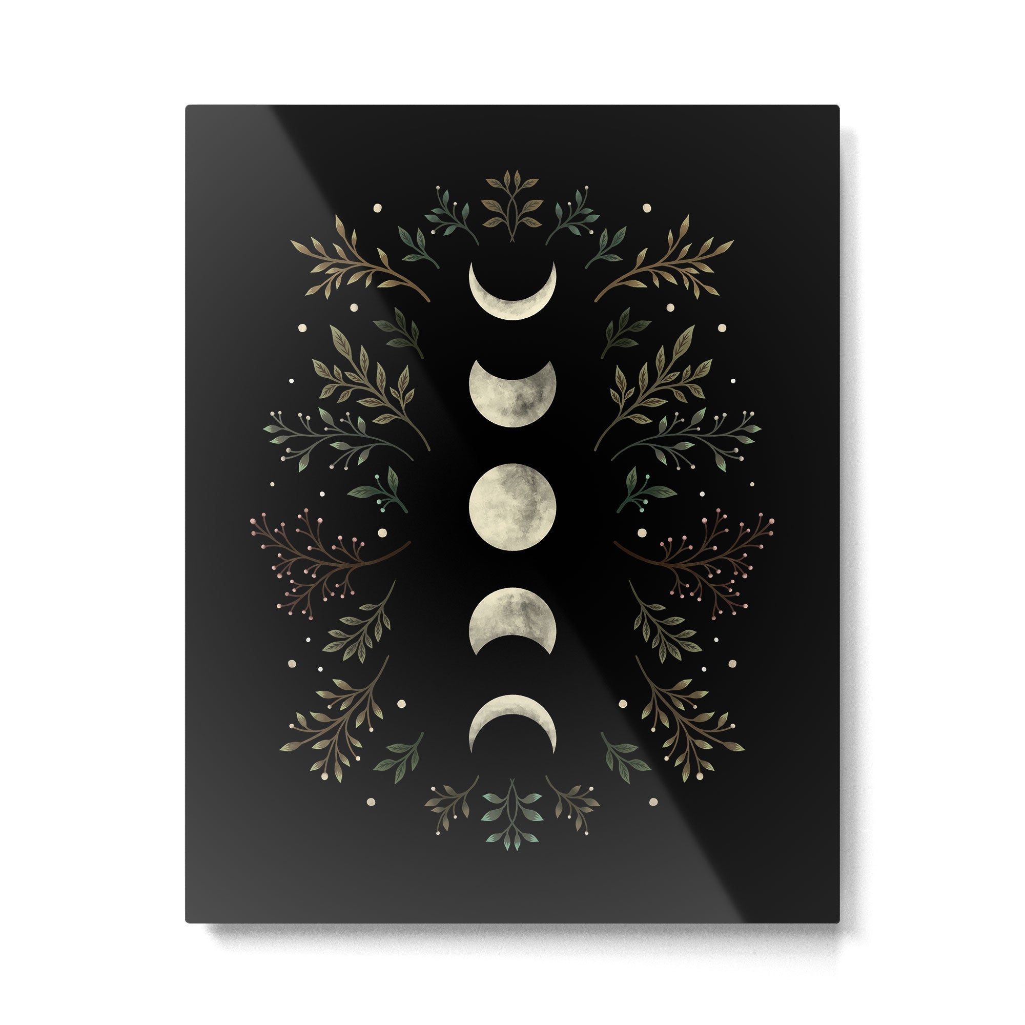 Moonlight Garden - Olive Green Metal Print | TeksDecor