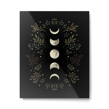 Moonlight Garden - Olive Green Metal Print | TeksDecor