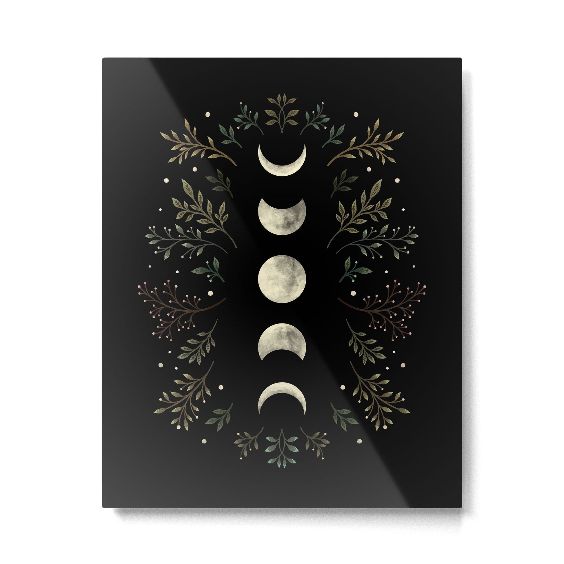Moonlight Garden - Olive Green Metal Print | TeksDecor