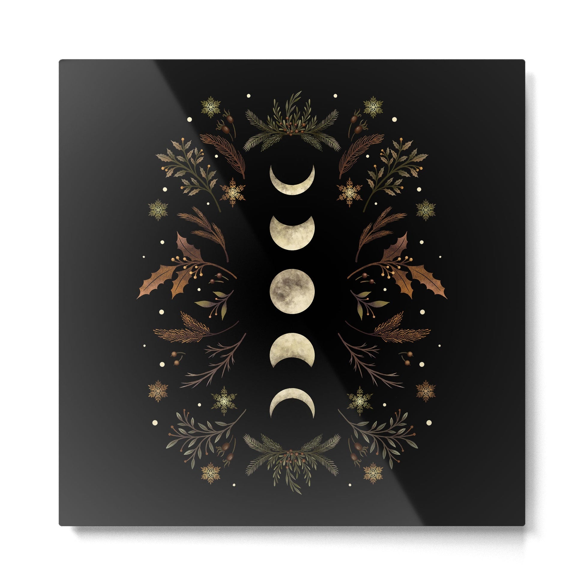 Moonlight Garden - Winter Brown Metal Print | TeksDecor