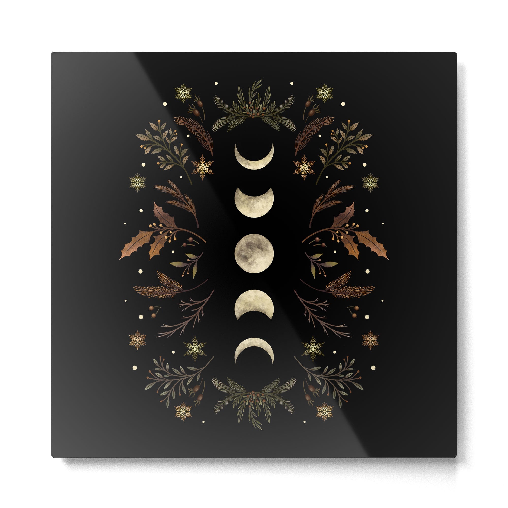 Moonlight Garden - Winter Brown Metal Print | TeksDecor