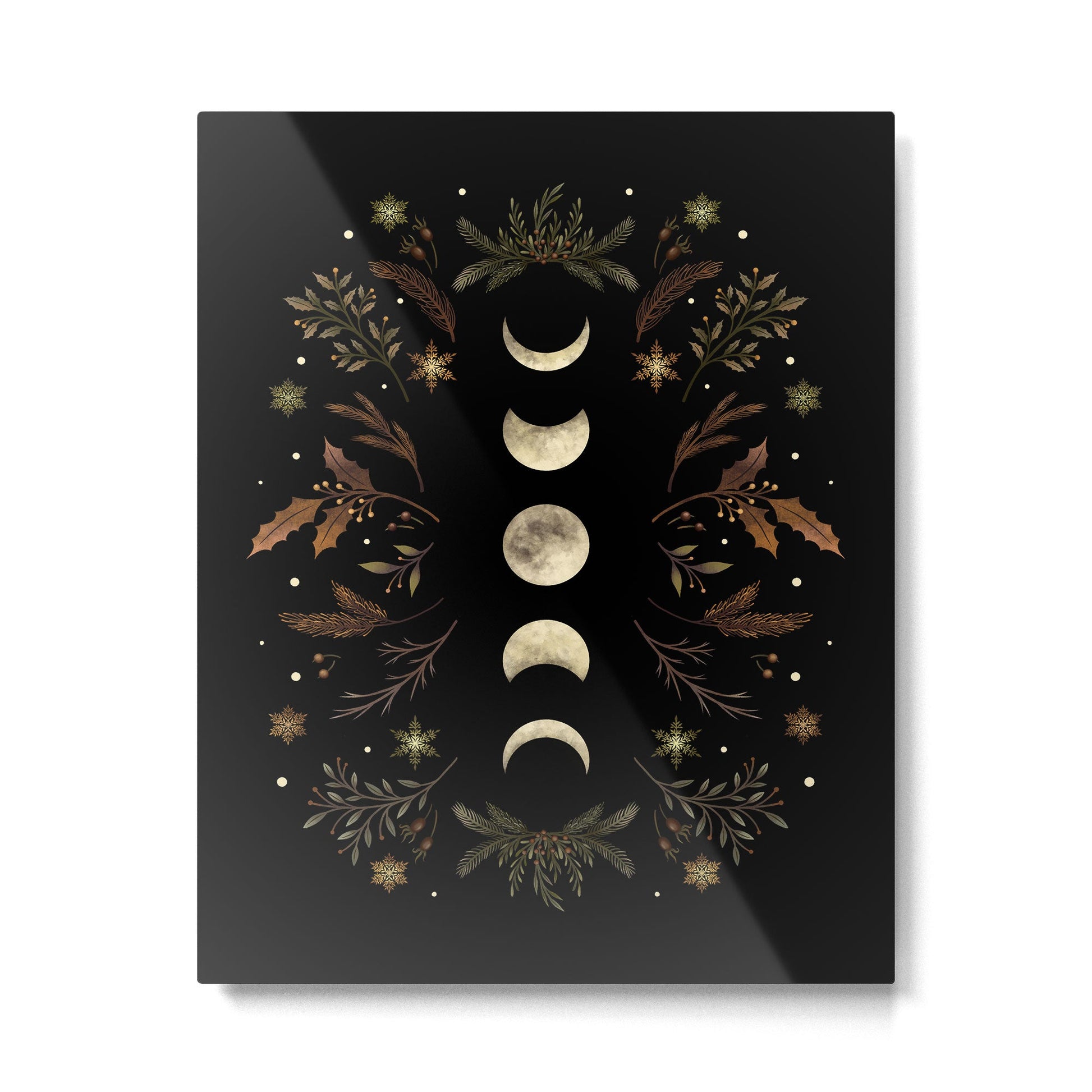 Moonlight Garden - Winter Brown Metal Print | TeksDecor