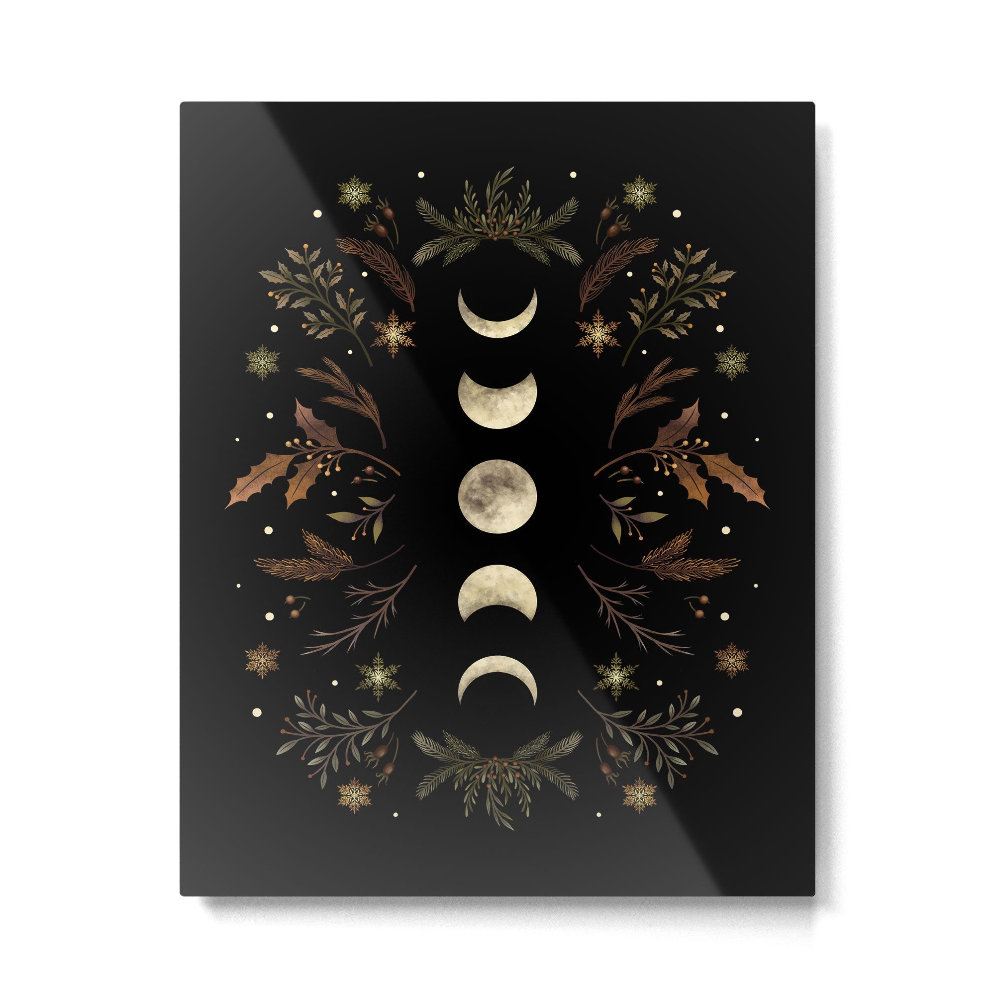 Moonlight Garden - Winter Brown Metal Print | TeksDecor