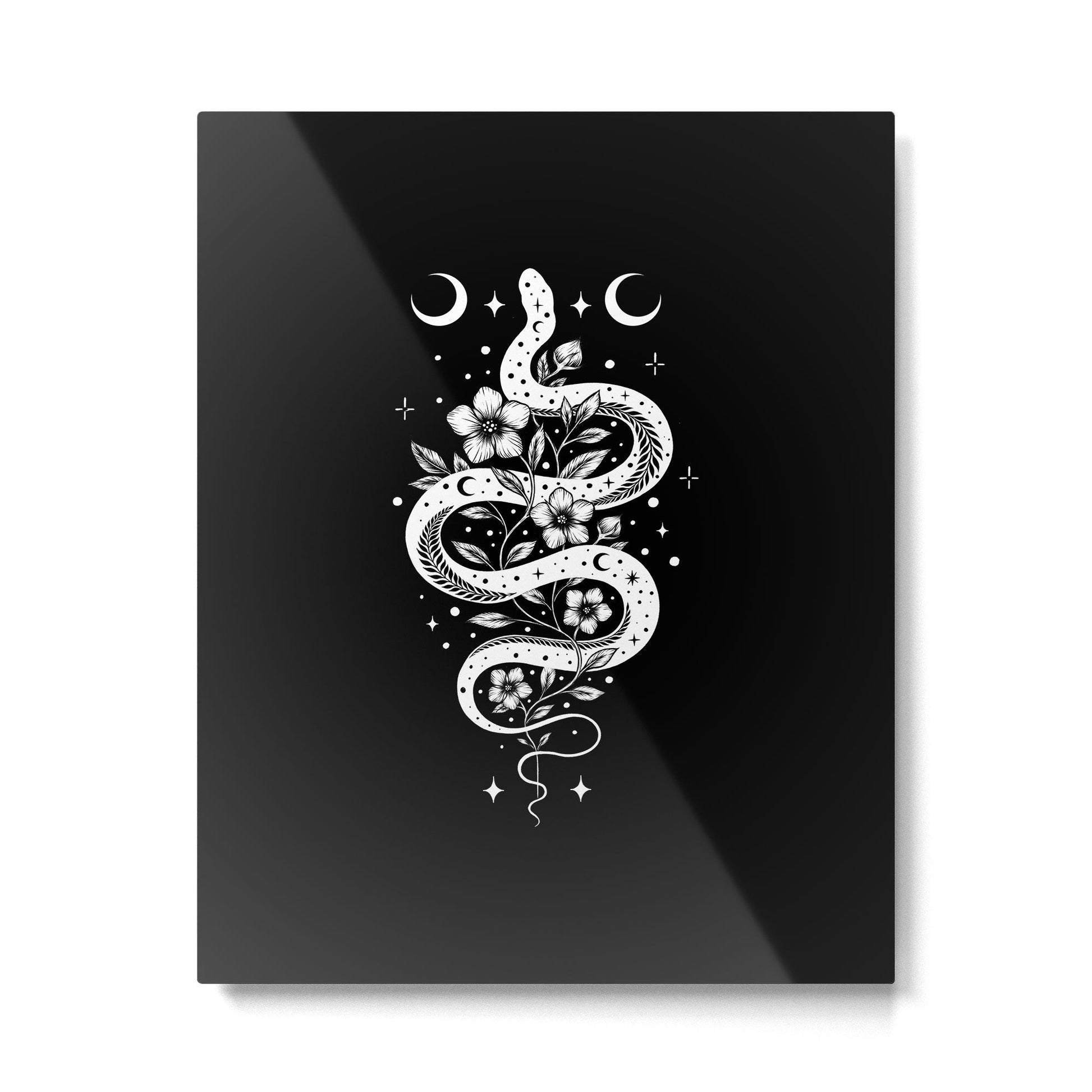 Serpent Spell-White Metal Print | TeksDecor