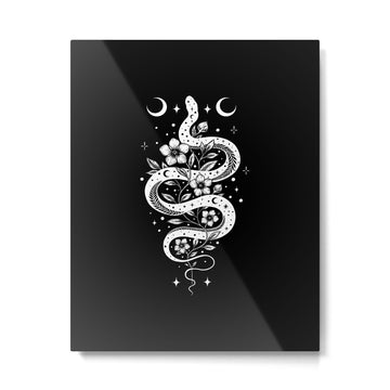 Serpent Spell-White Metal Print | TeksDecor