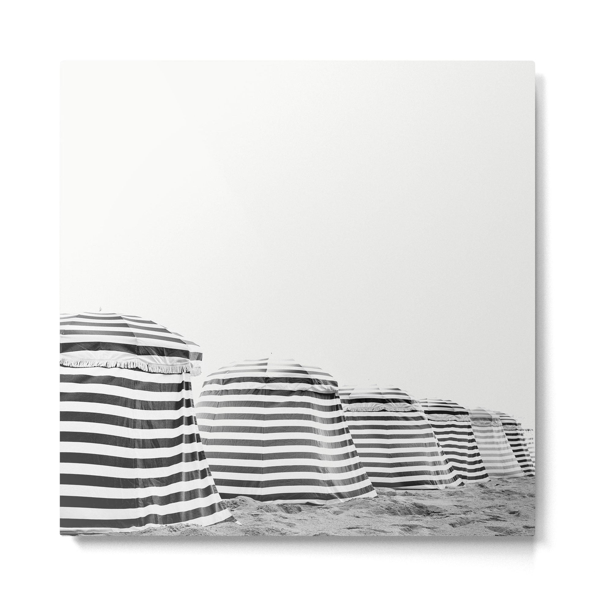Beach Stripes - Minimalist Black and White Photography Metal Print