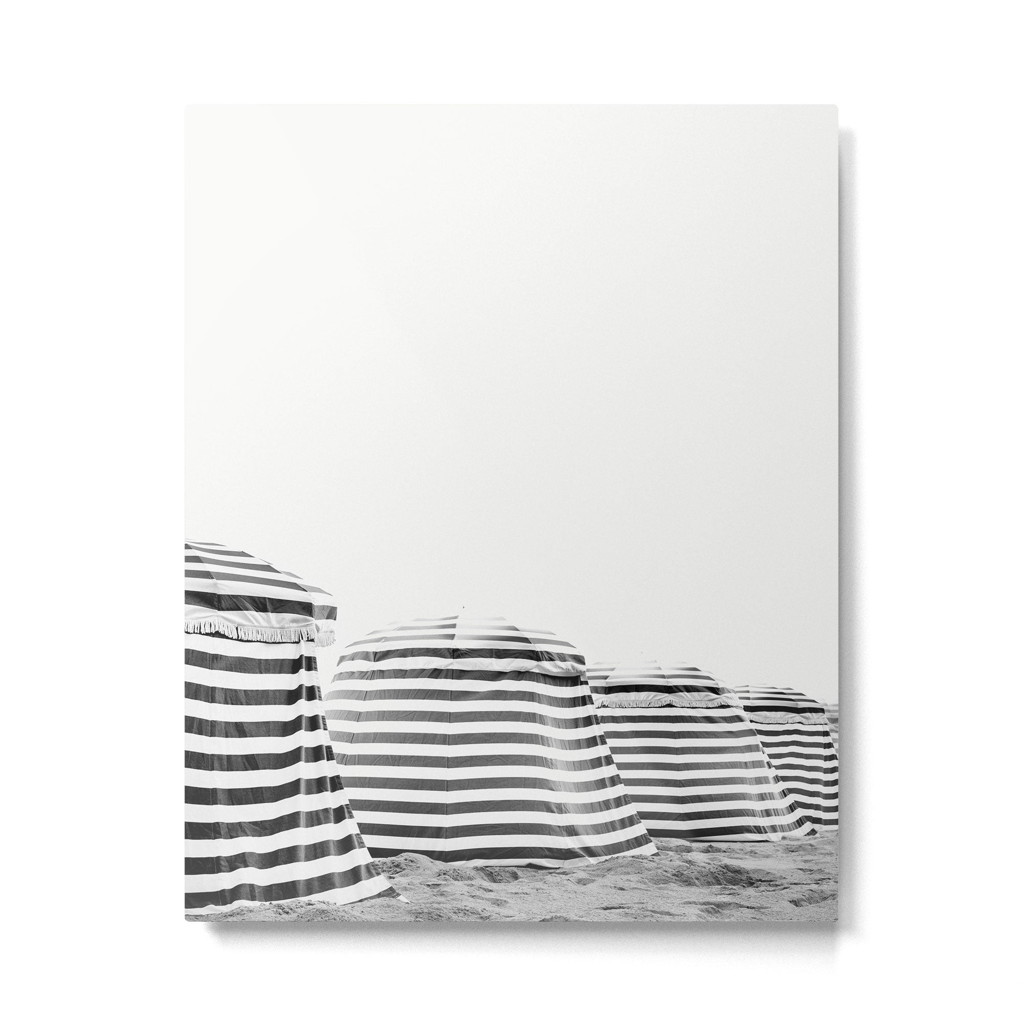 Beach Stripes - Minimalist Black and White Photography Metal Print