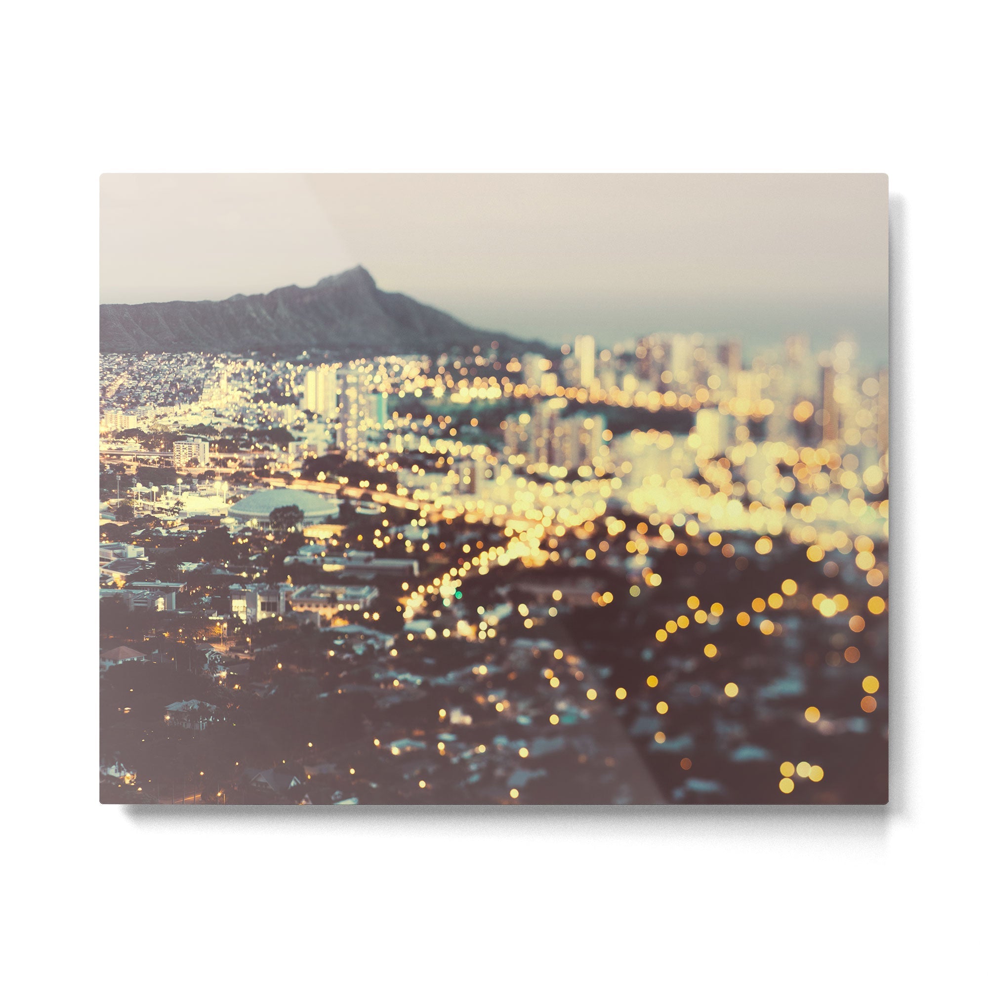 Diamond Head Sunset - Honolulu Hawaii, Abstract Travel Photography Metal Print | TeksDecor