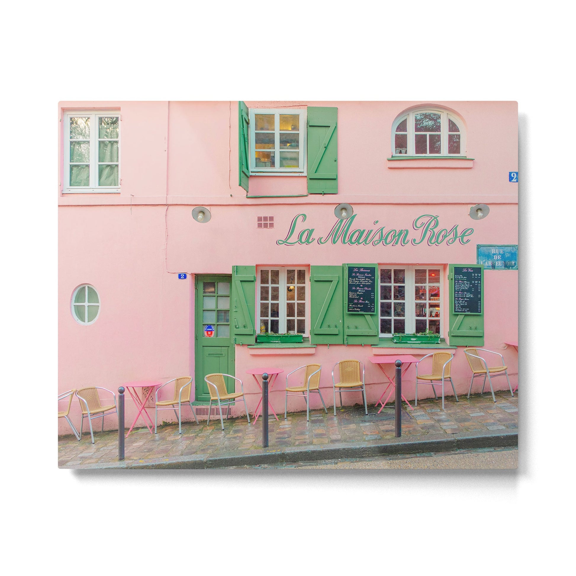 La Maison Rose Cafe in Paris Metal Print | TeksDecor