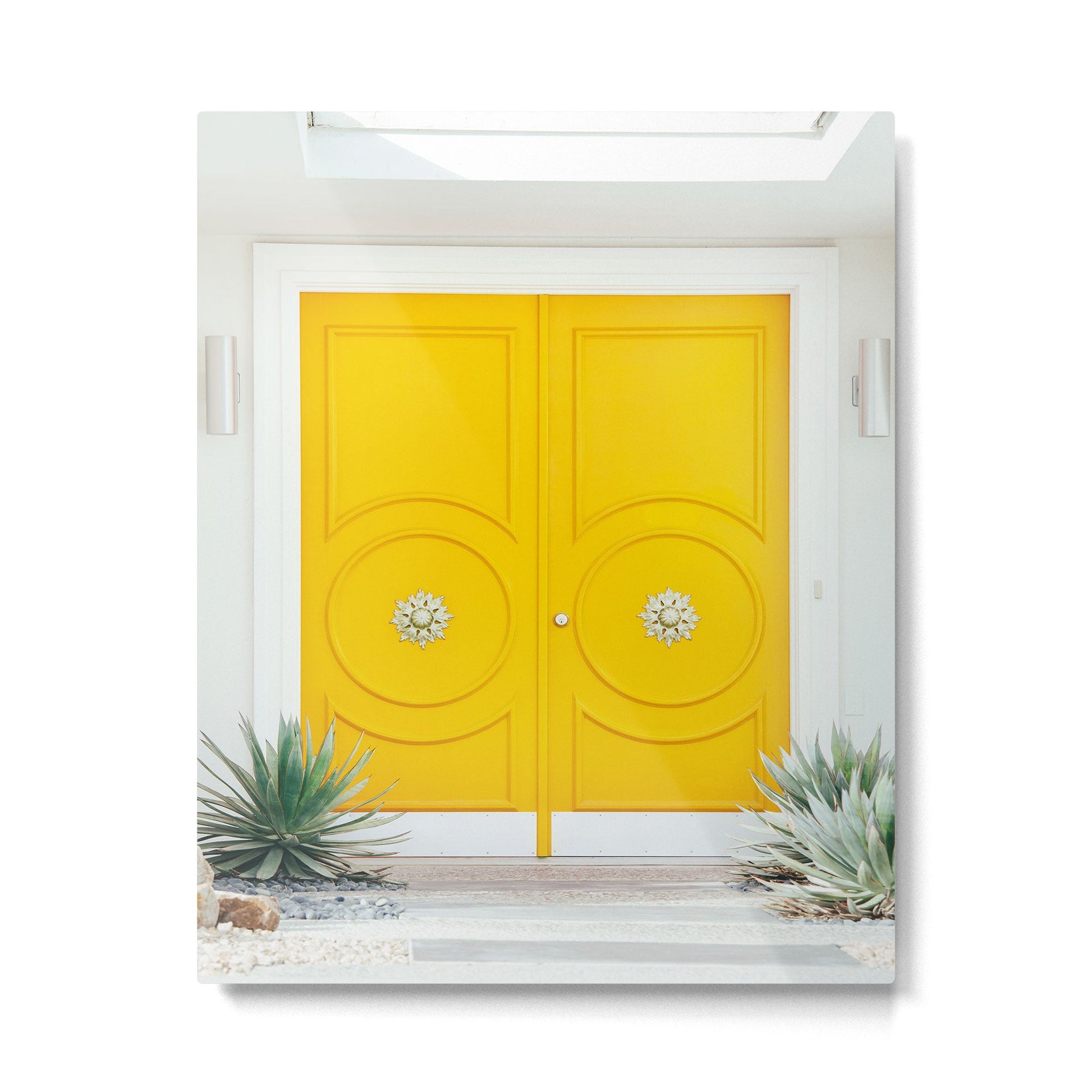 Palm Springs Yellow Door - Midcentury Modern Metal Print | TeksDecor