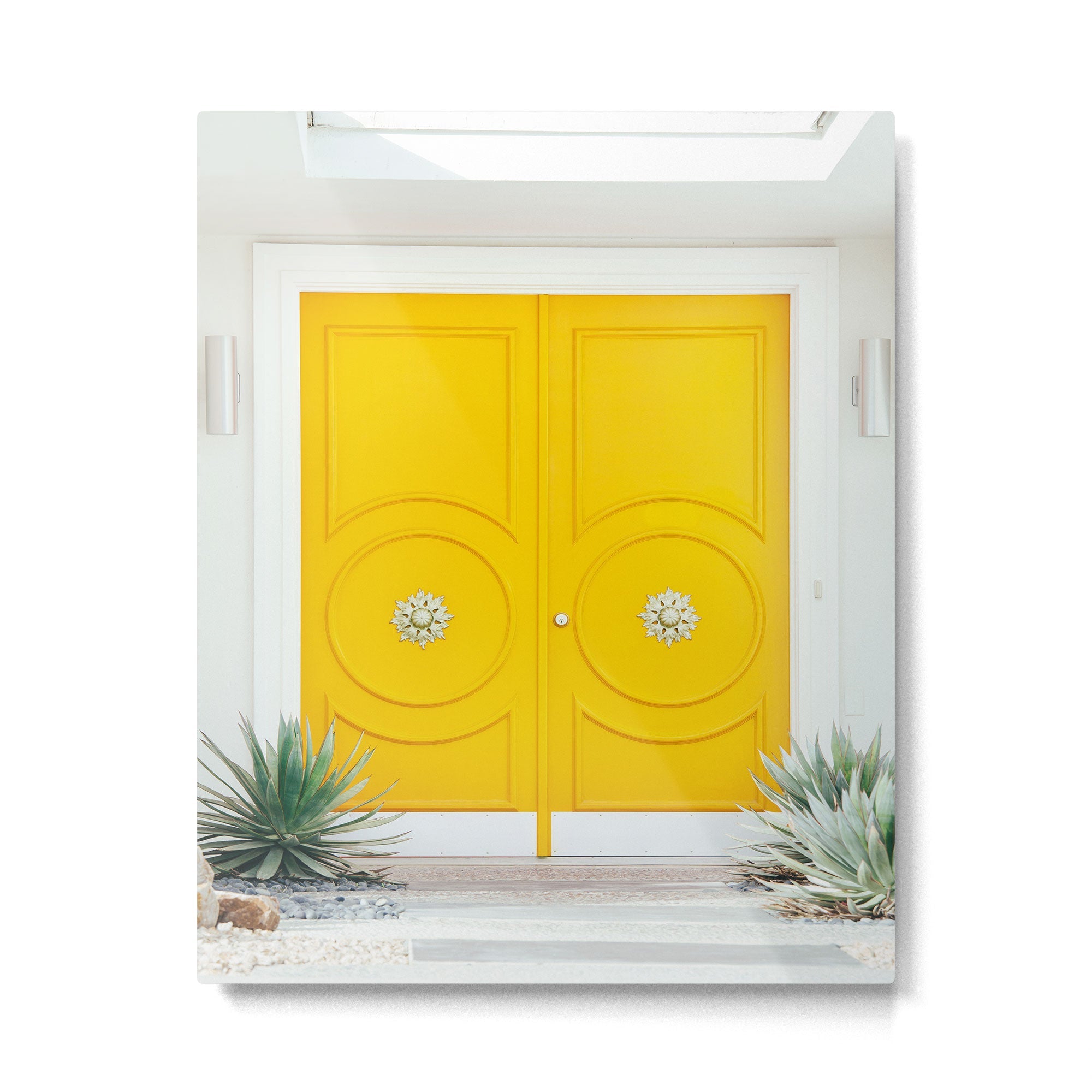 Palm Springs Yellow Door - Midcentury Modern Metal Print | TeksDecor