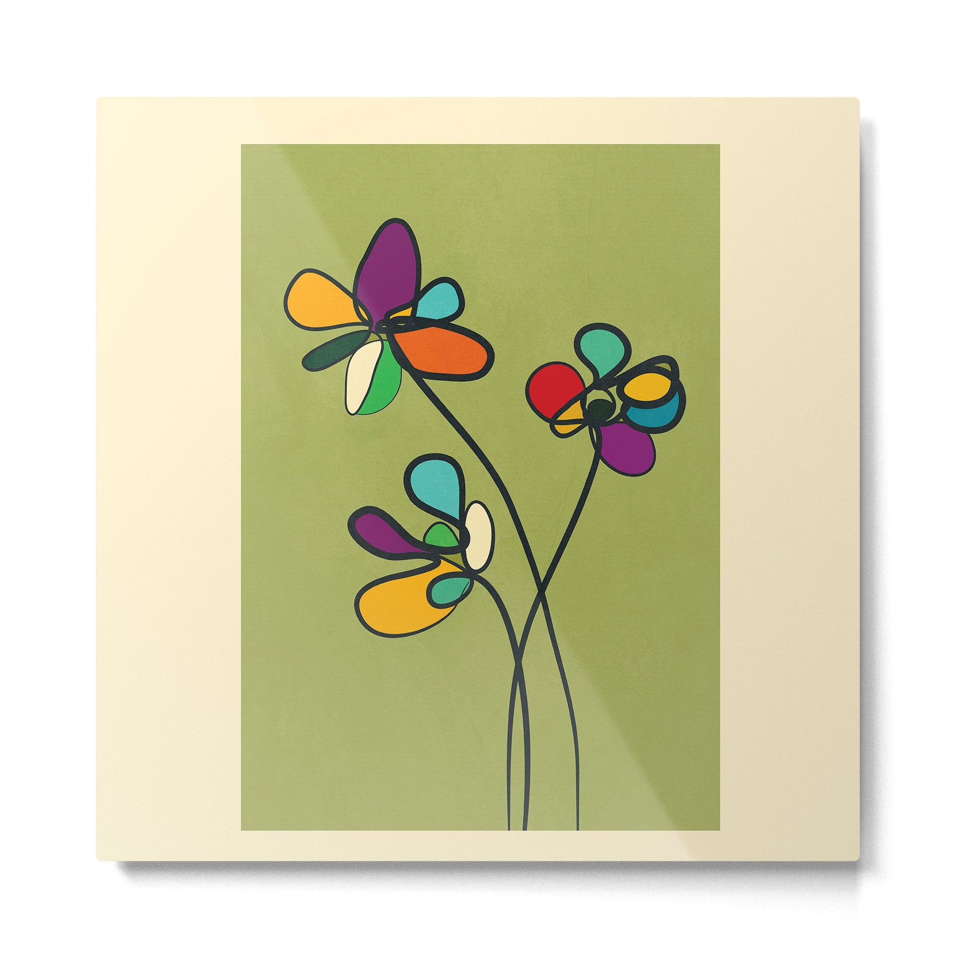 Line Little Wildflowers 1 Metal Print | TeksDecor