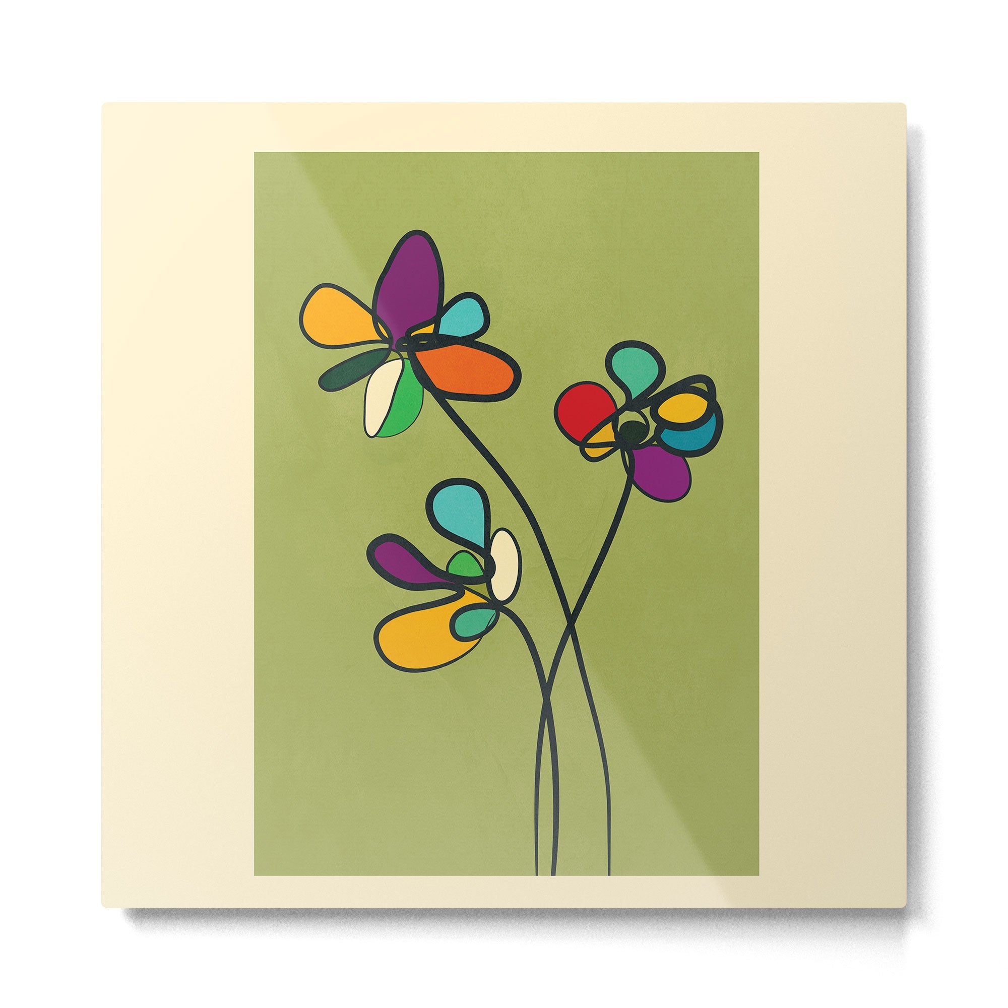 Line Little Wildflowers 1 Metal Print | TeksDecor
