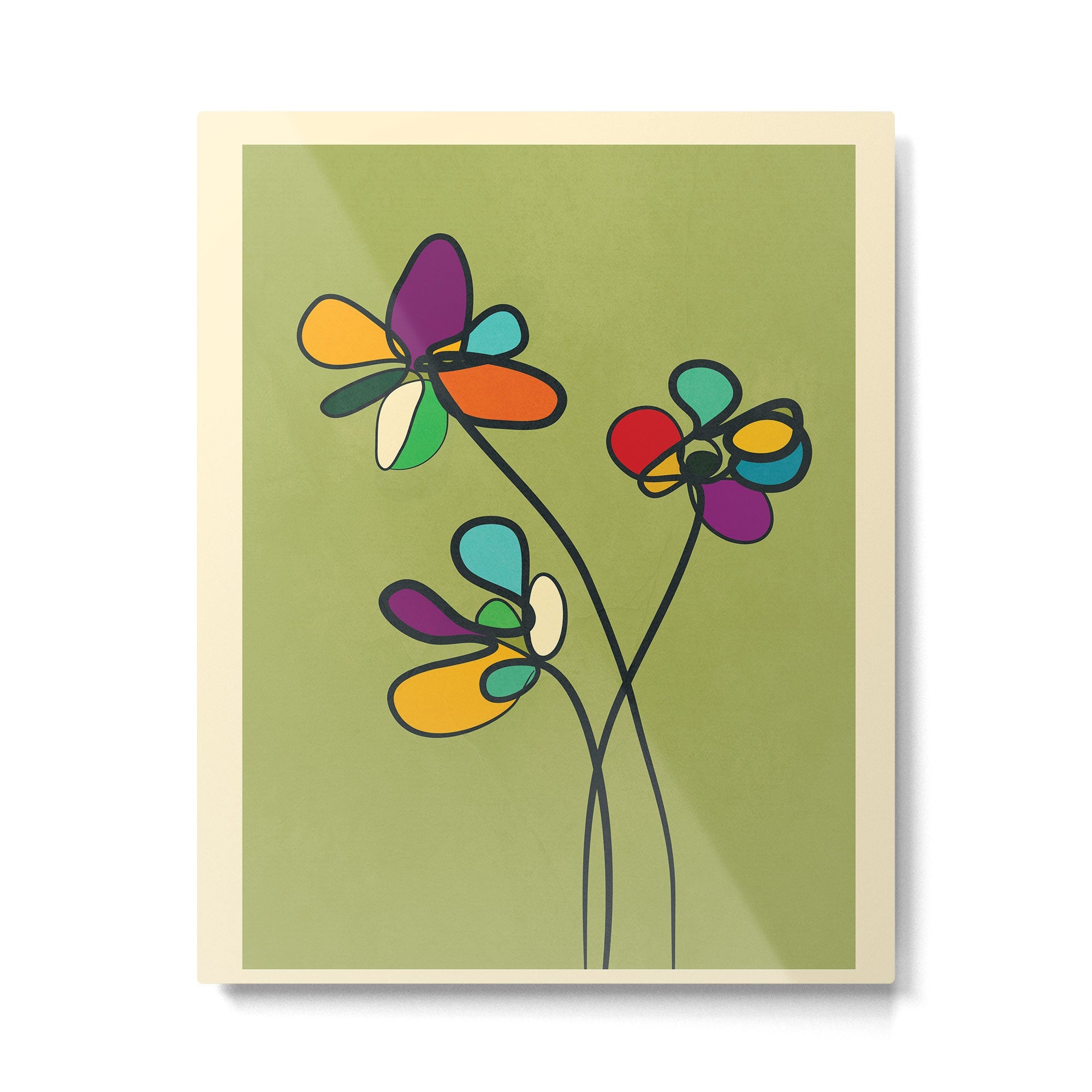 Line Little Wildflowers 1 Metal Print | TeksDecor