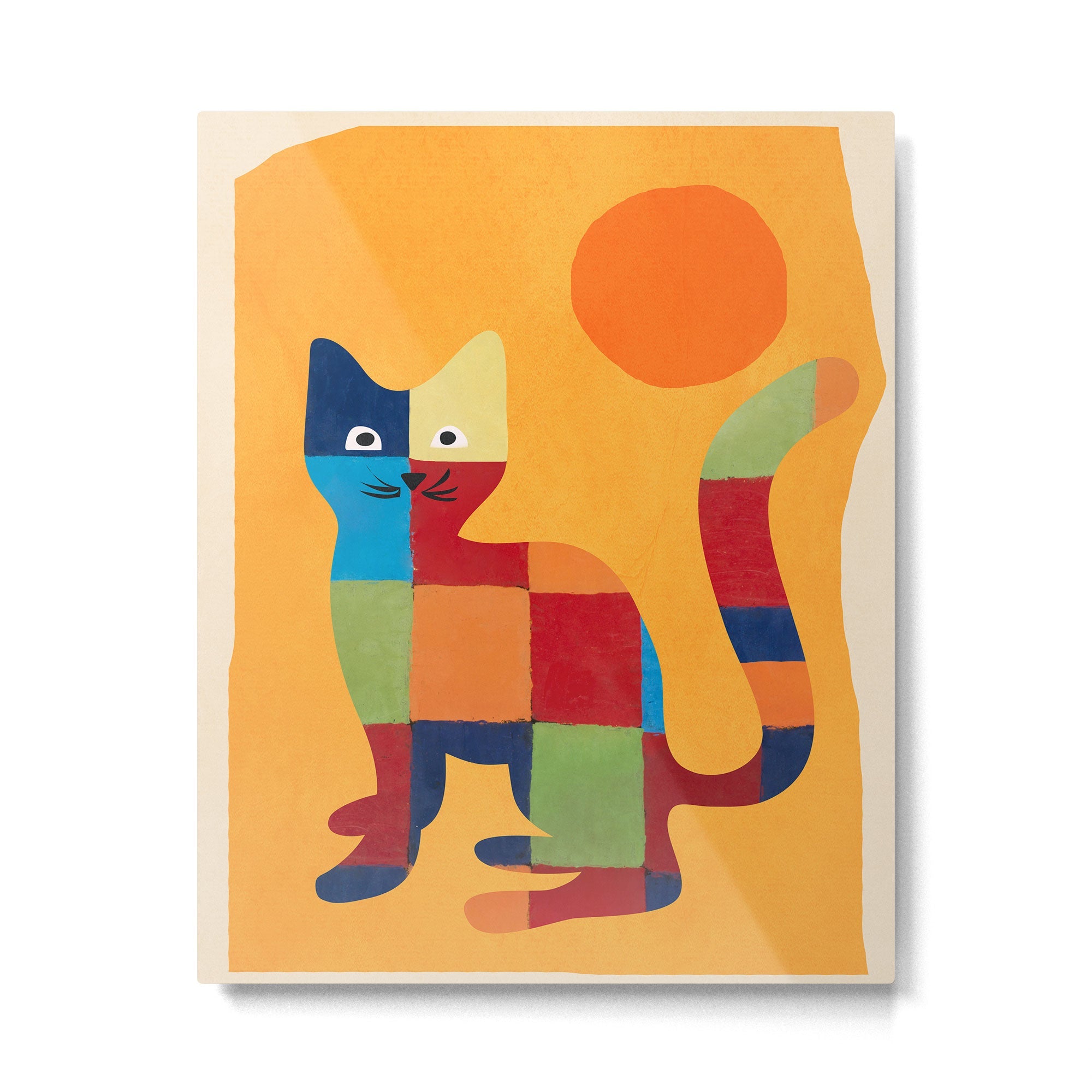 Squares Cat Metal Print | TeksDecor