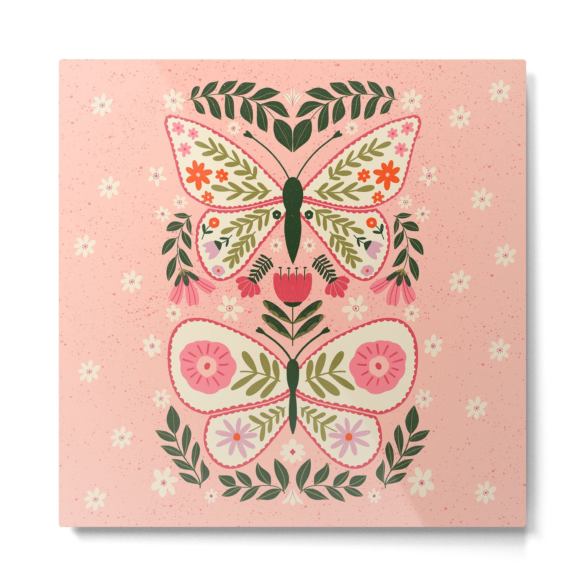 Folk Butterflies -Peach Metal Print | TeksDecor