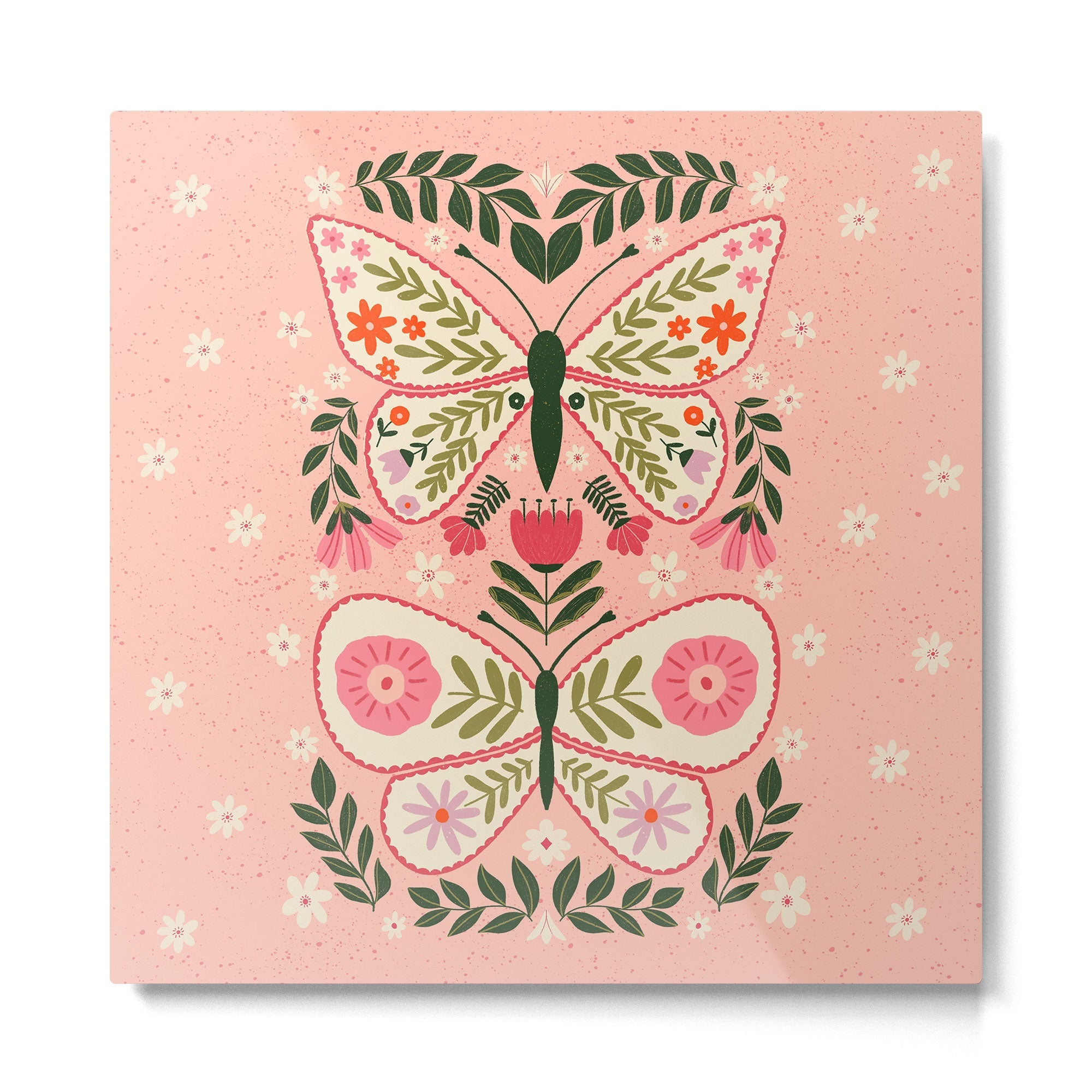 Folk Butterflies -Peach Metal Print | TeksDecor