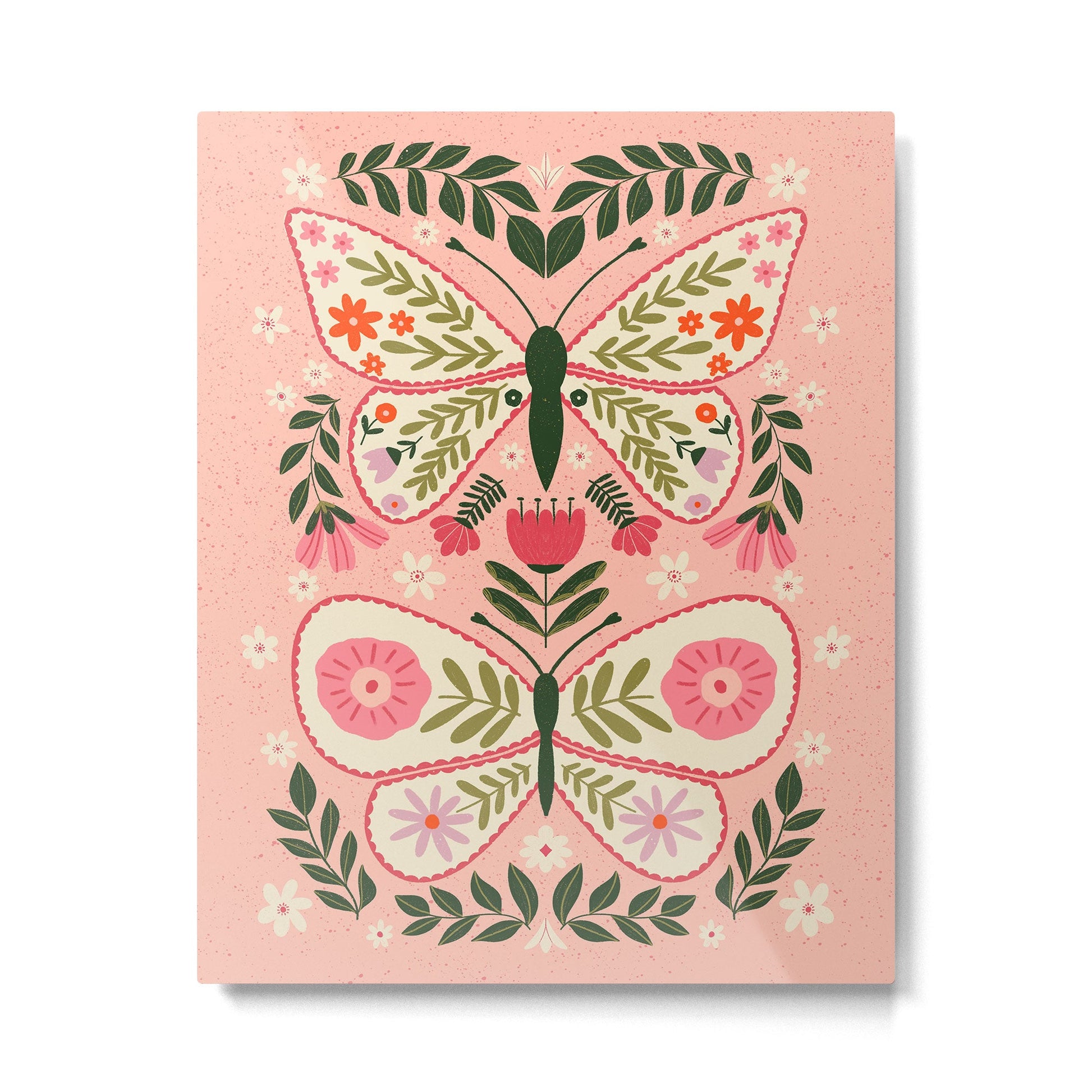 Folk Butterflies -Peach Metal Print | TeksDecor