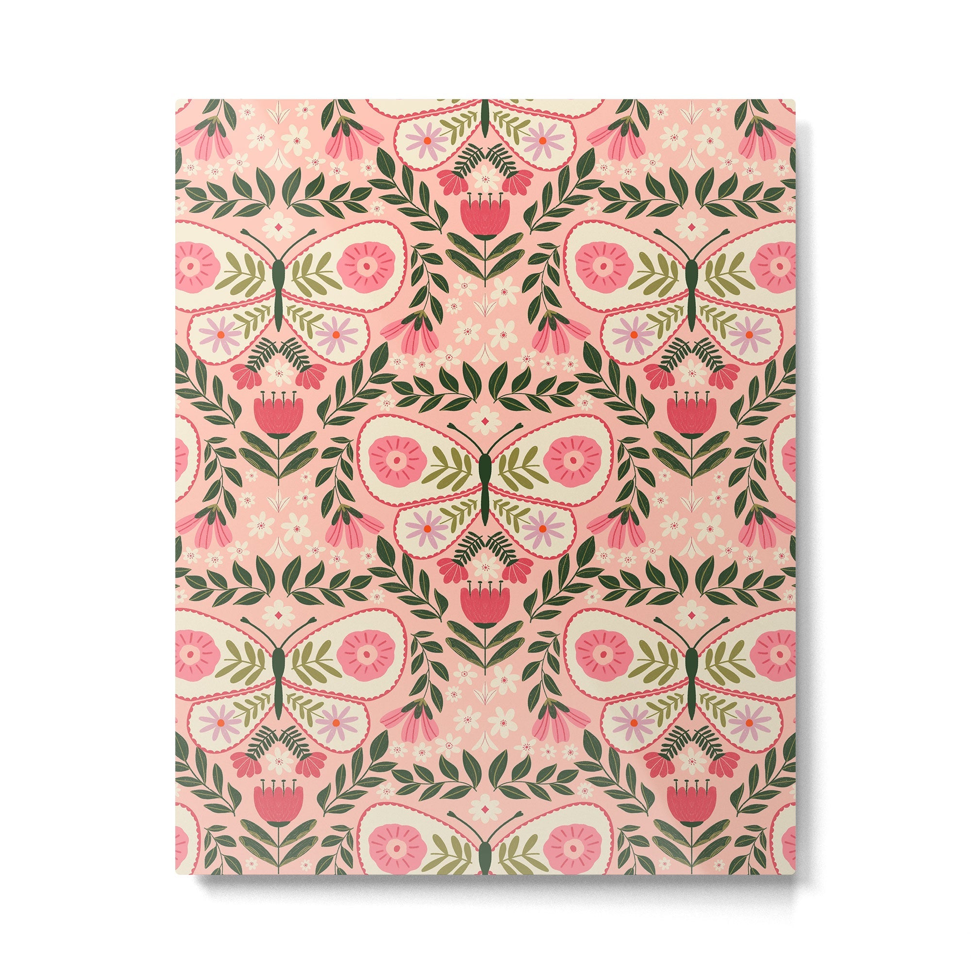 Folk Butterfly Pattern - Peach Metal Print | TeksDecor