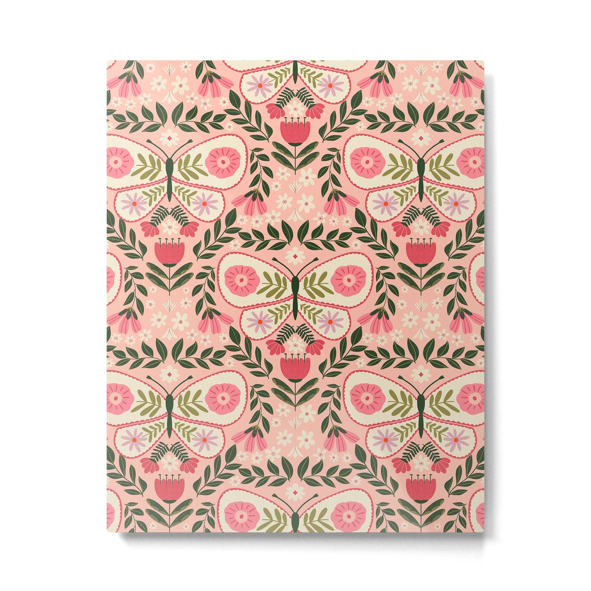Folk Butterfly Pattern - Peach Metal Print | TeksDecor