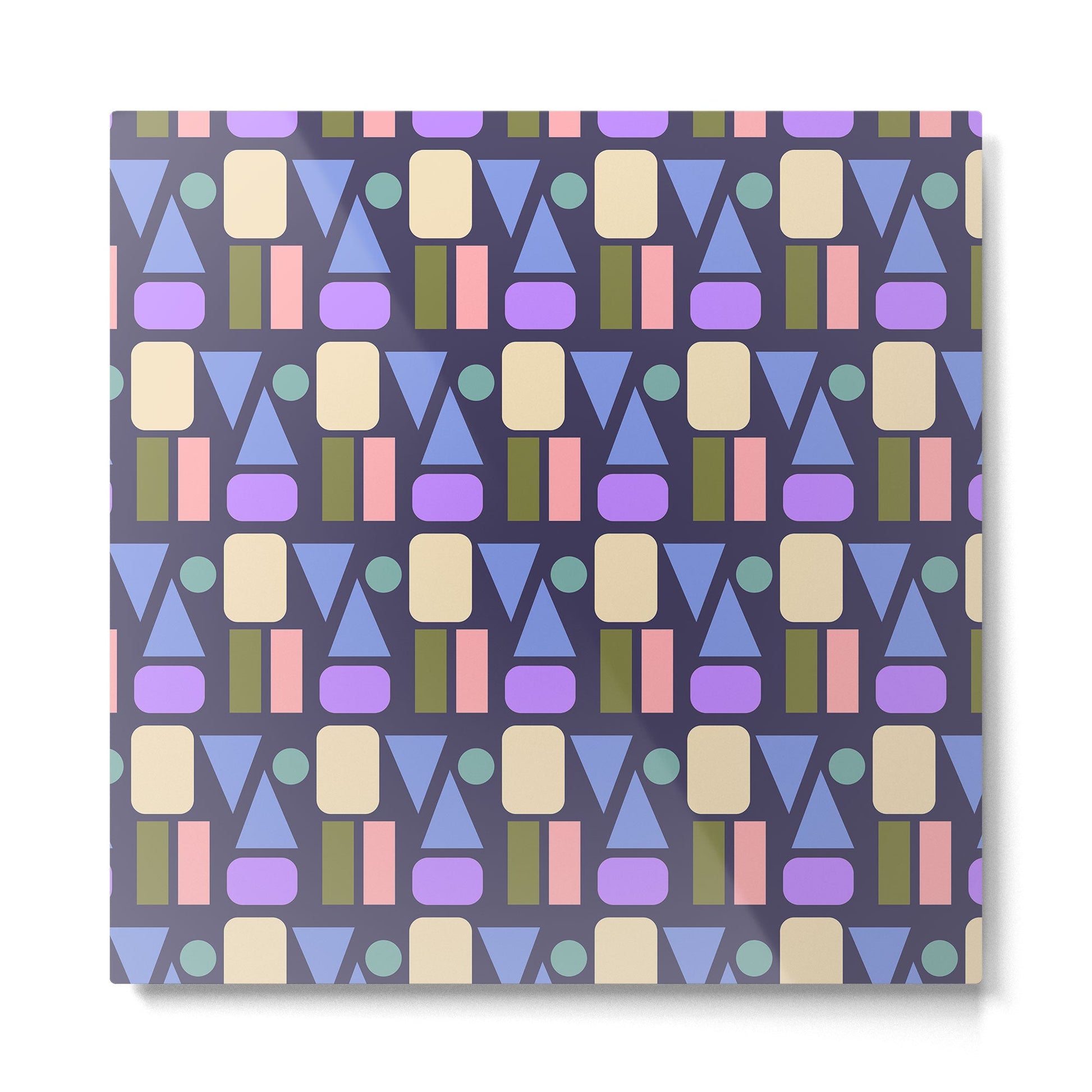 Mid-century Geometric Color Fun - Dark Blue Metal Print | TeksDecor