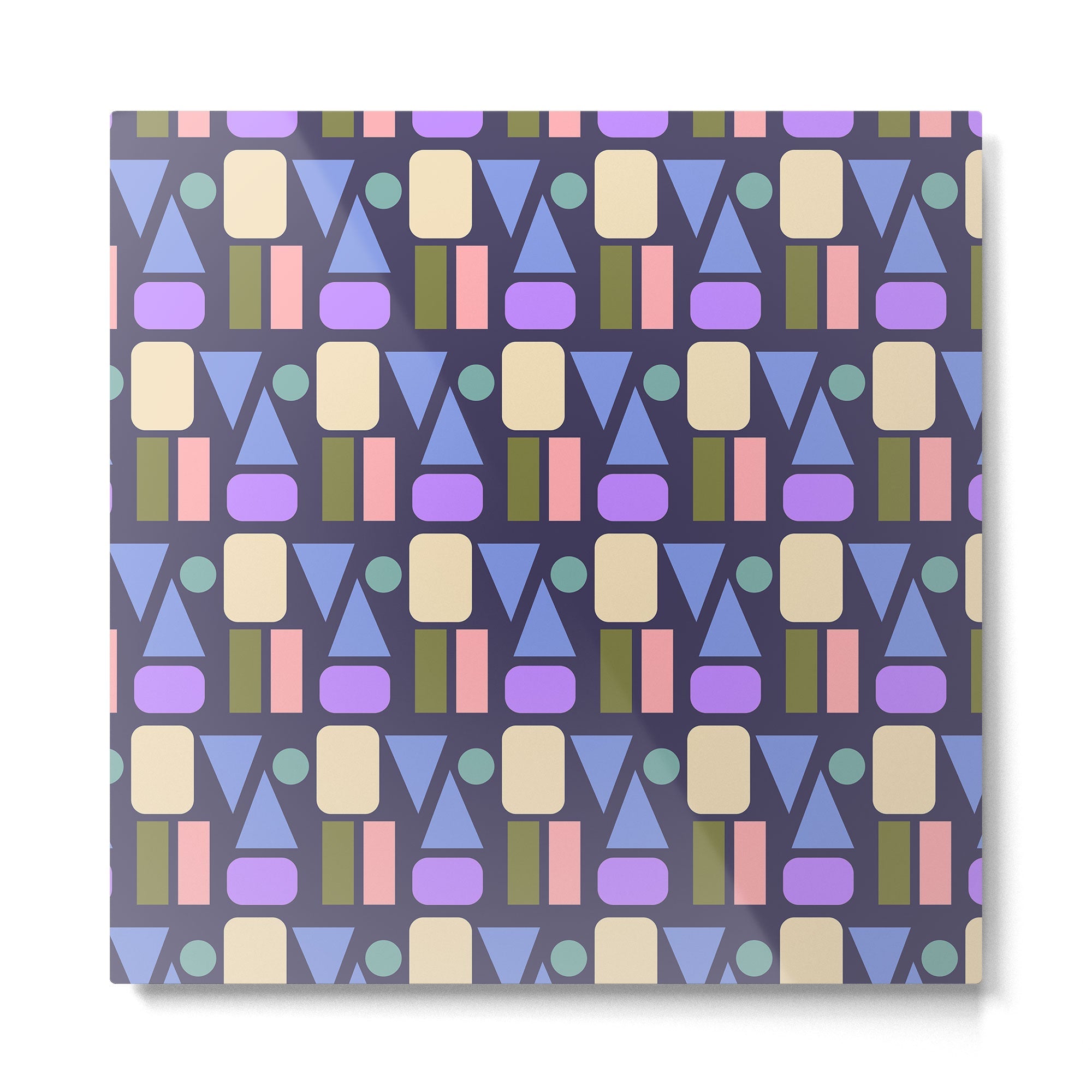 Mid-century Geometric Color Fun - Dark Blue Metal Print | TeksDecor