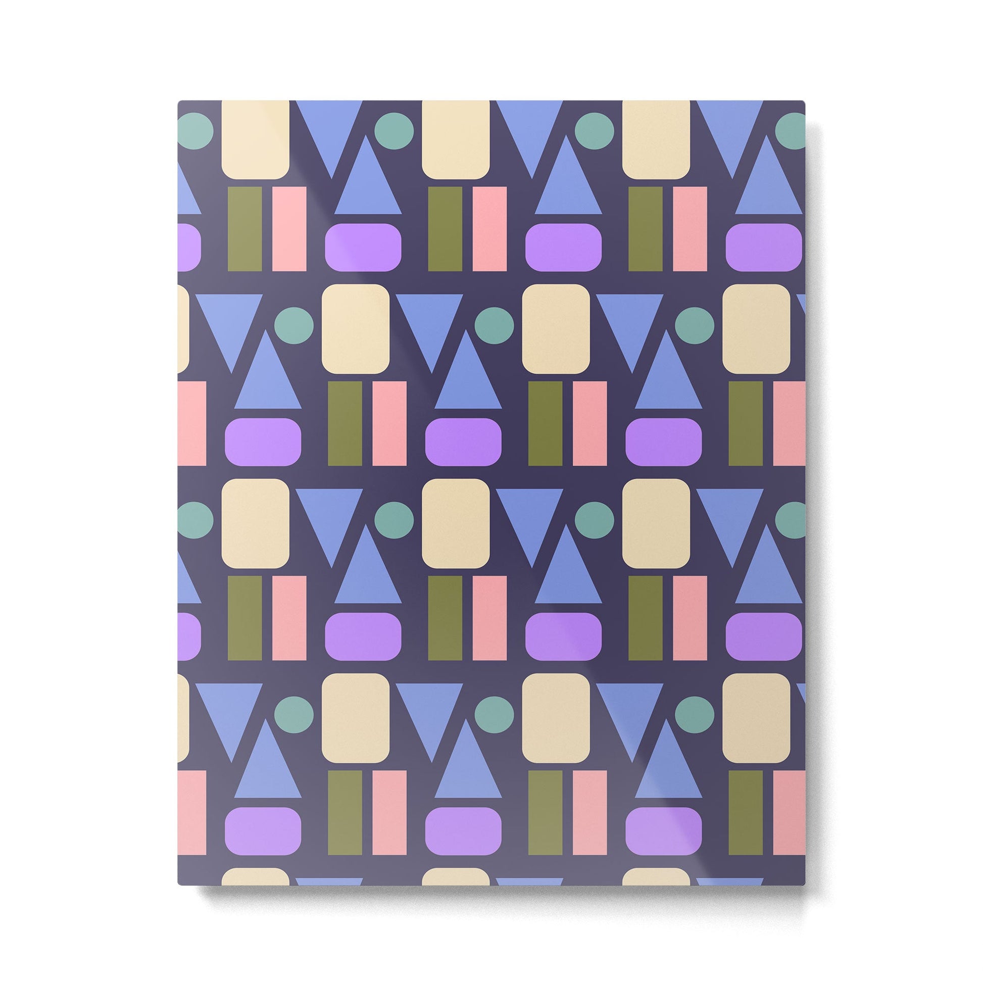 Mid-century Geometric Color Fun - Dark Blue Metal Print | TeksDecor