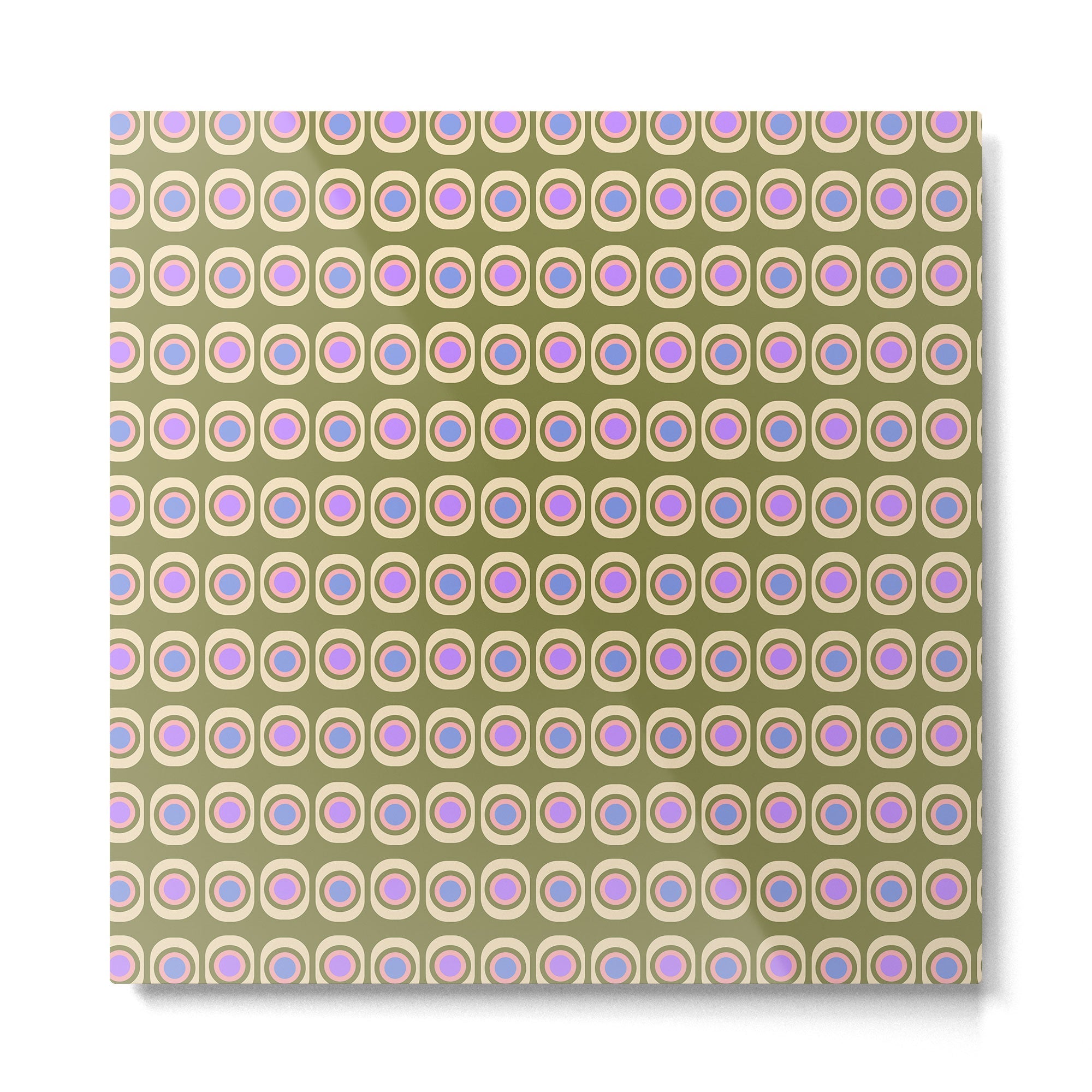 Mid-century Modern Pattern - Olive, Pink and Blue Metal Print | TeksDecor