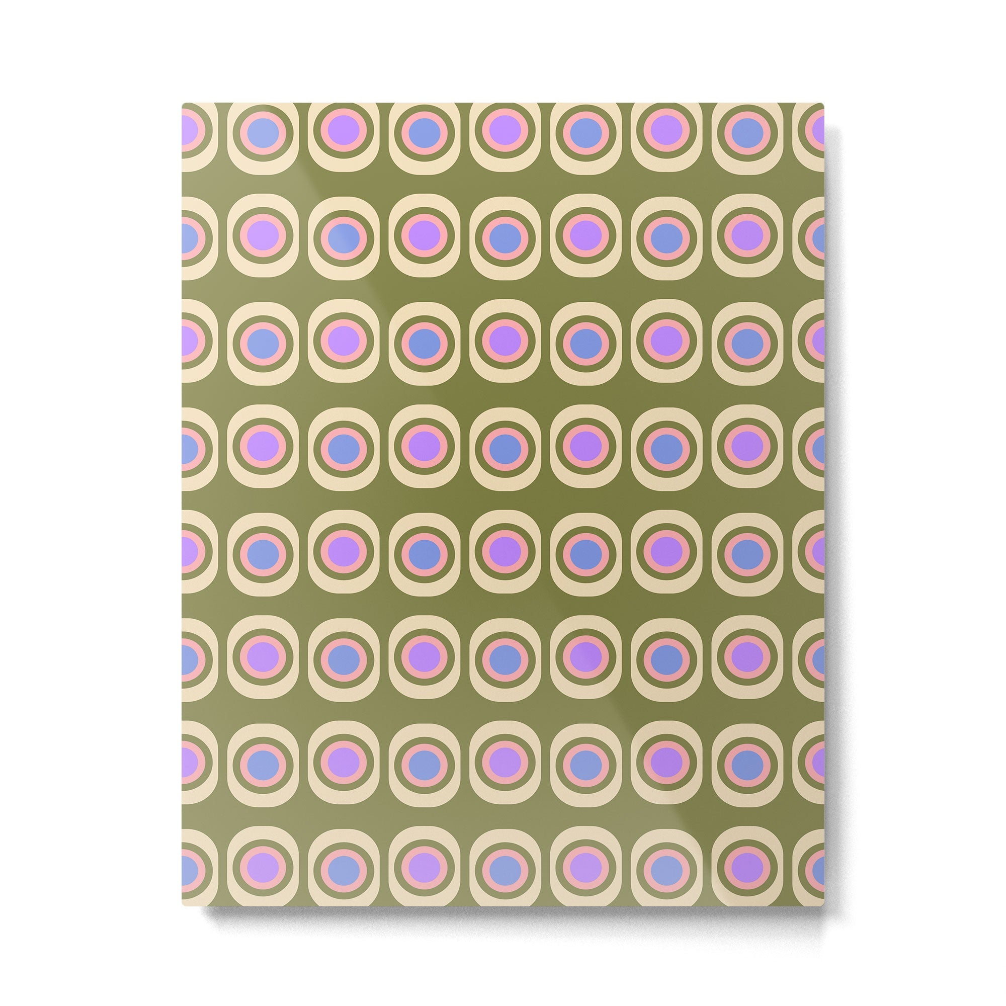 Mid-century Modern Pattern - Olive, Pink and Blue Metal Print | TeksDecor