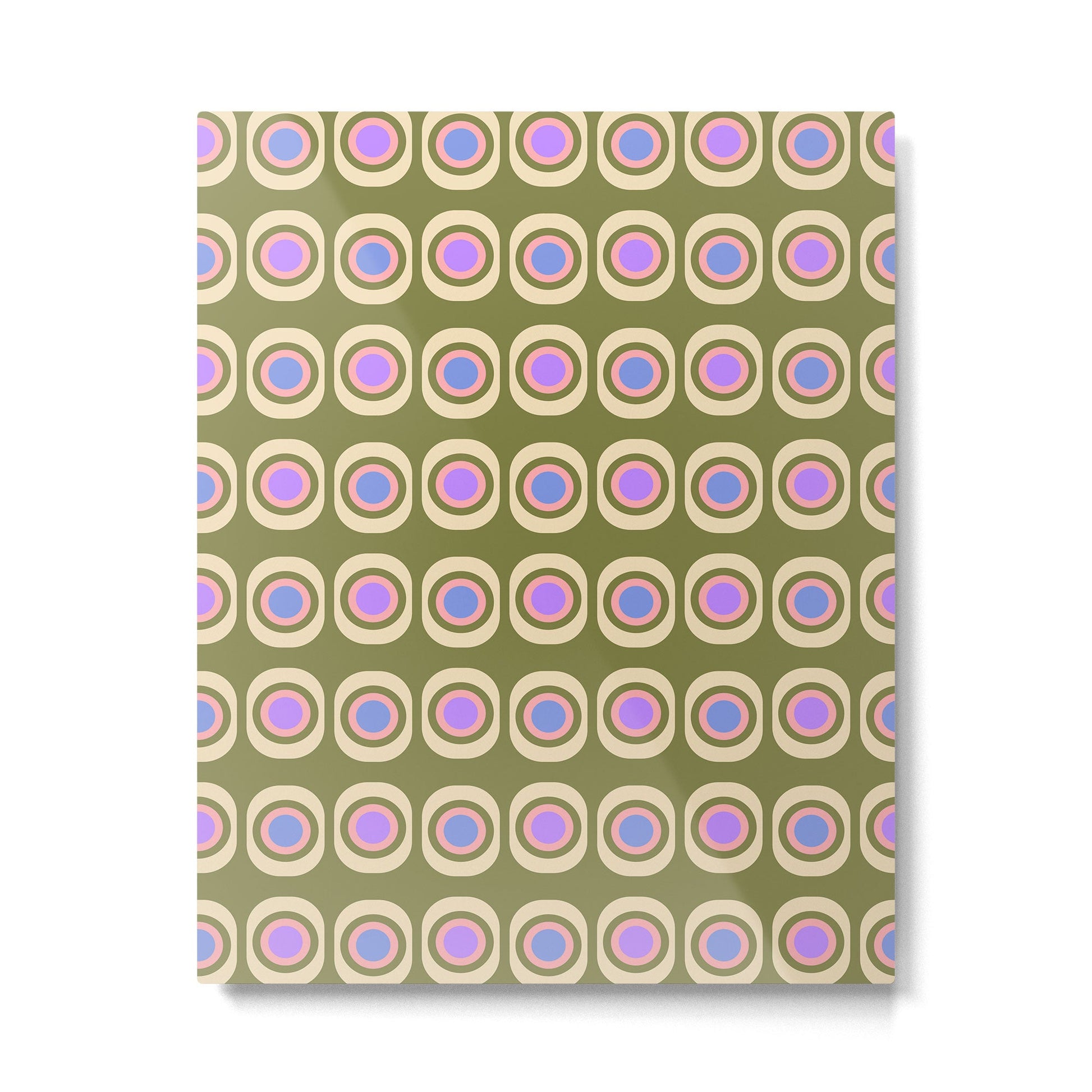 Mid-century Modern Pattern - Olive, Pink and Blue Metal Print | TeksDecor