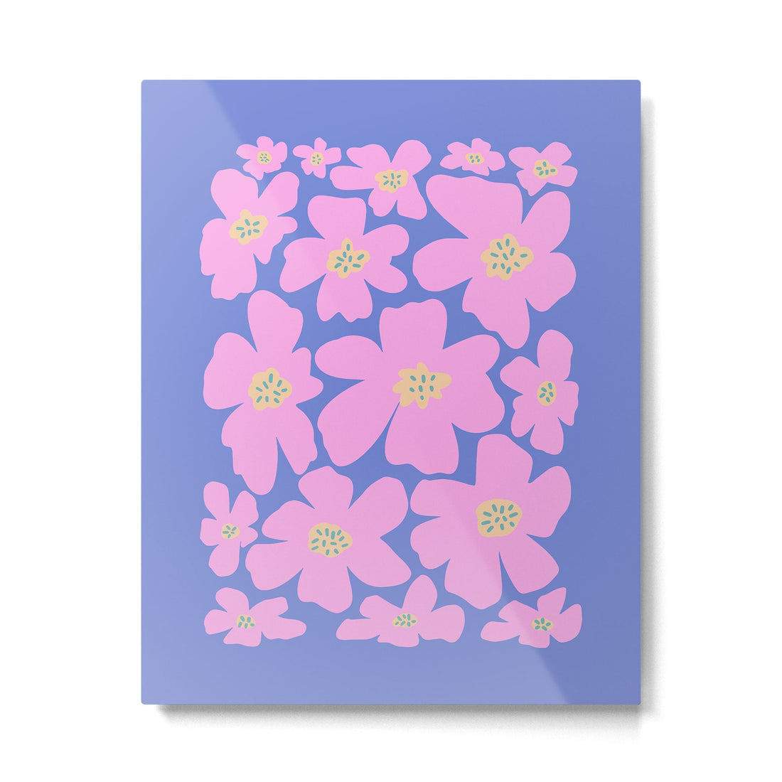 Retro Daisy - Very Peri, Pink, Cream, turquoise  Metal Print | TeksDecor