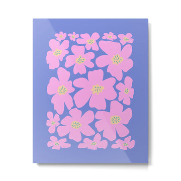 Retro Daisy - Very Peri, Pink, Cream, turquoise  Metal Print | TeksDecor