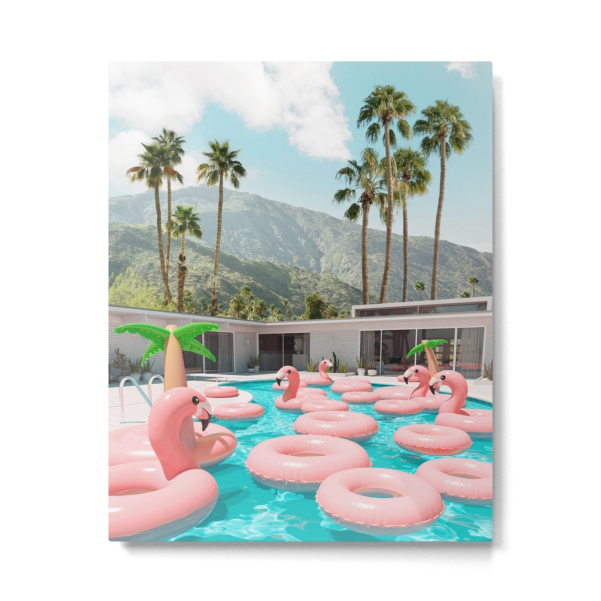 Flamingo Pool Party Metal Print | TeksDecor