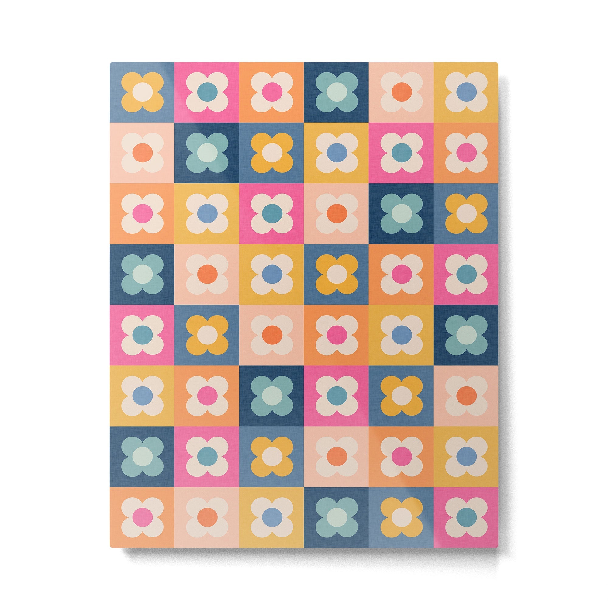 Floral checkerboard Metal Print | TeksDecor