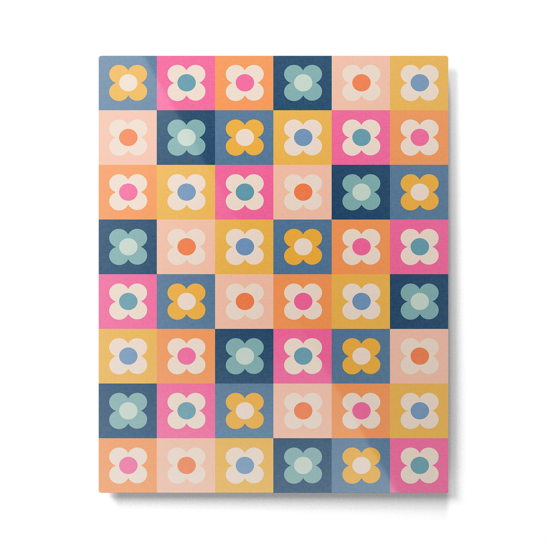 Floral checkerboard Metal Print | TeksDecor