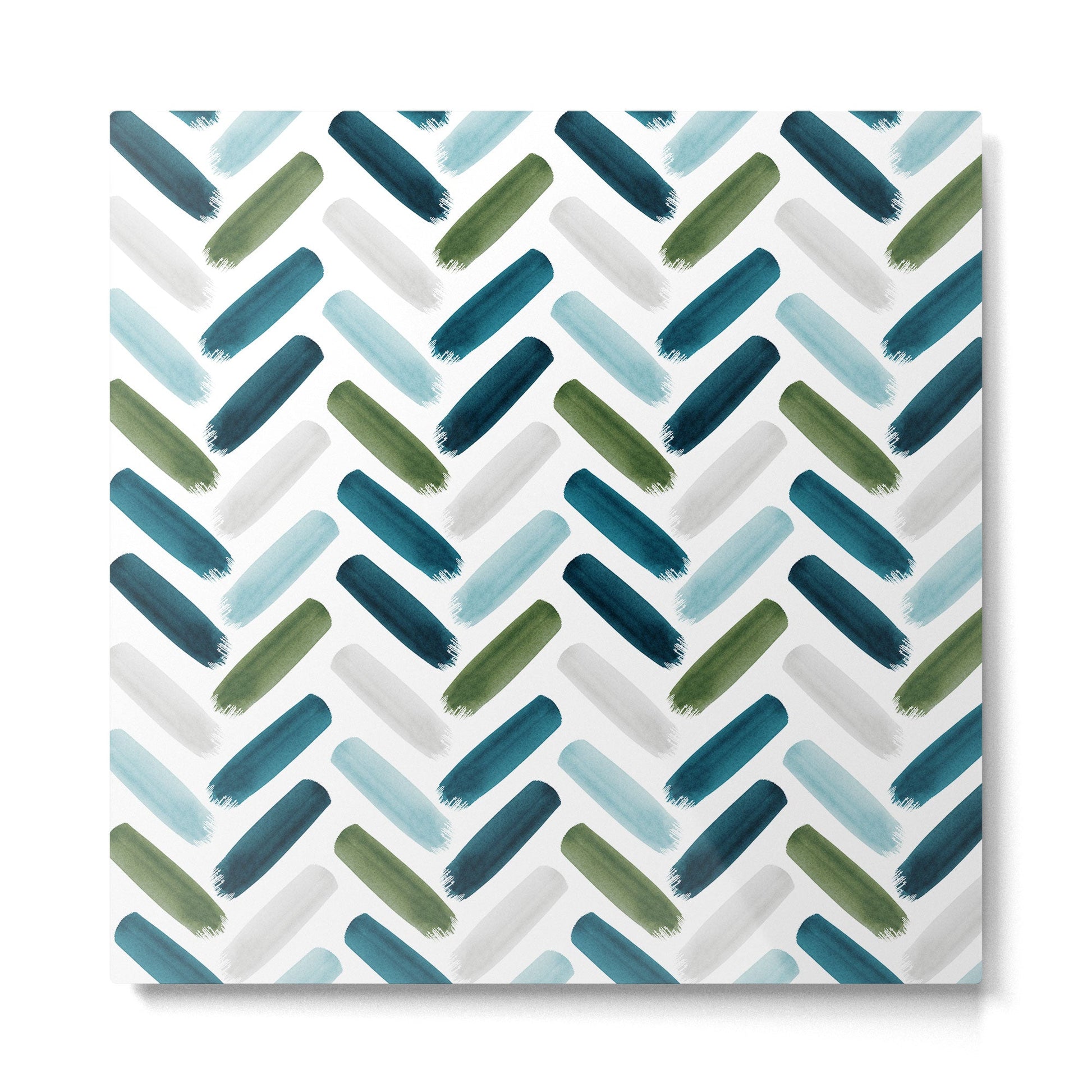 Painted Herringbone - oceanic Metal Print | TeksDecor
