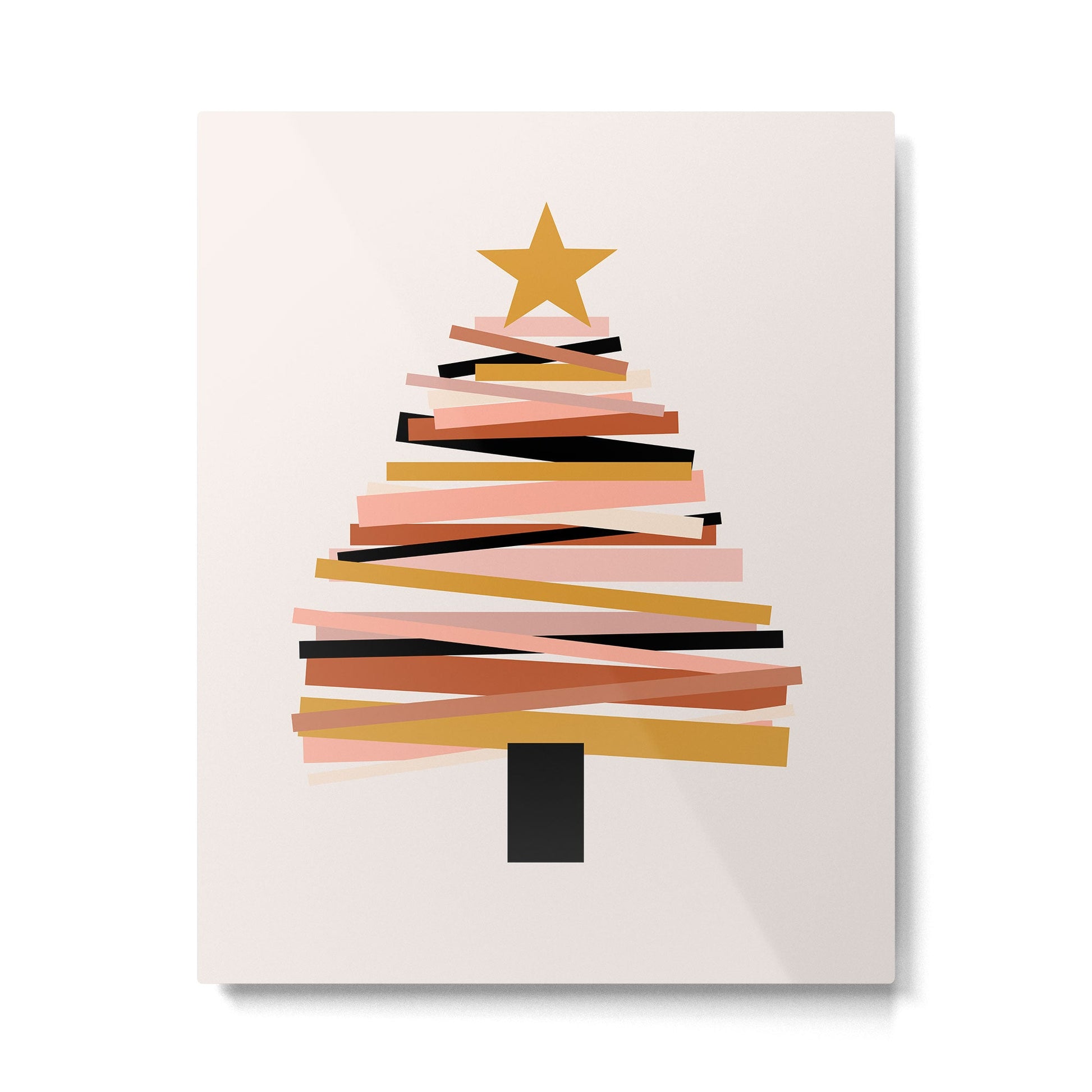 Ribbon Christmas Tree - neutrals Metal Print | TeksDecor