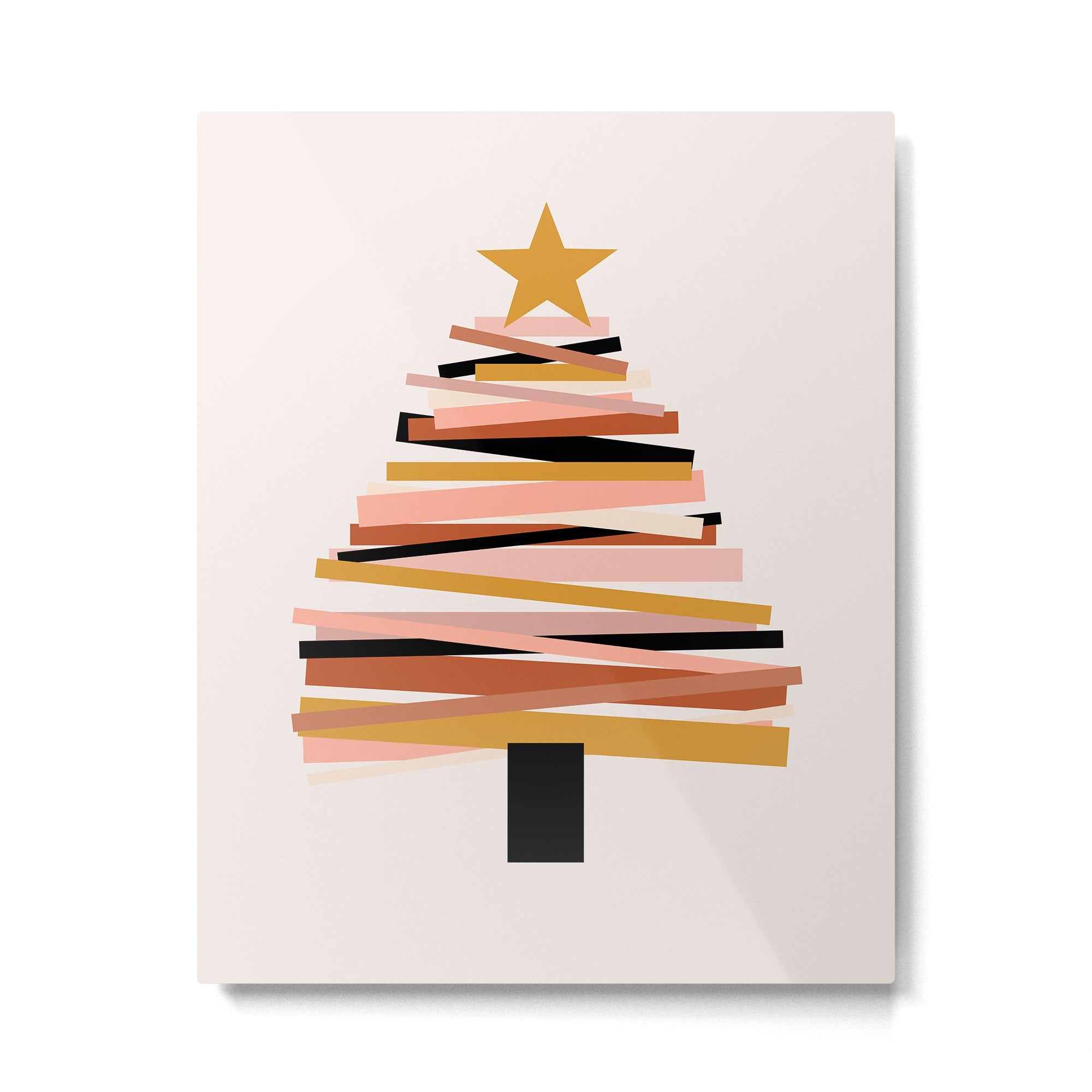 Ribbon Christmas Tree - neutrals Metal Print | TeksDecor