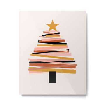 Ribbon Christmas Tree - neutrals Metal Print | TeksDecor