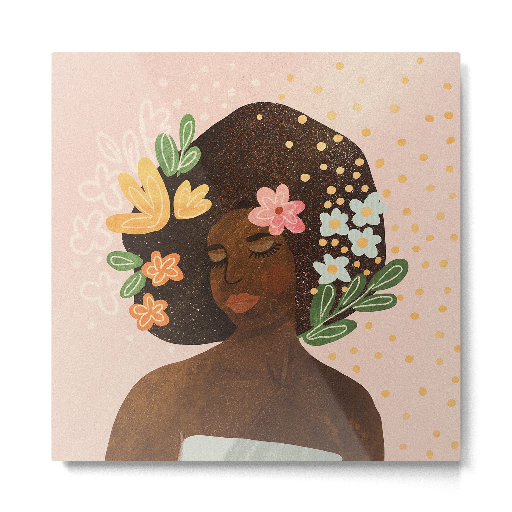 Afro Beauty Queen Metal Print | TeksDecor