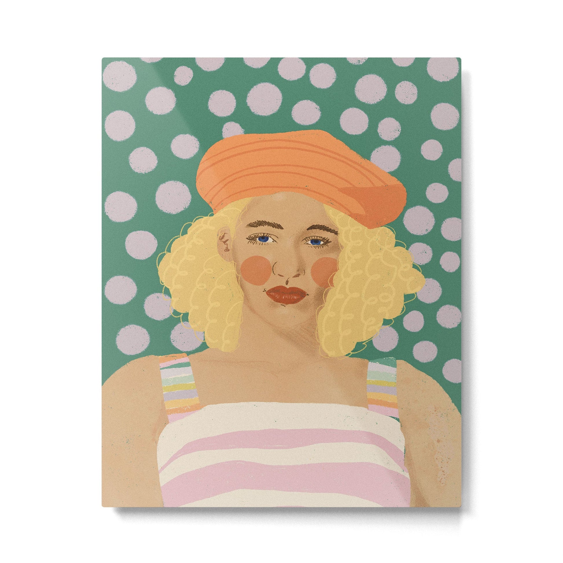 Beret girl Metal Print | TeksDecor