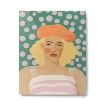 Beret girl Metal Print | TeksDecor