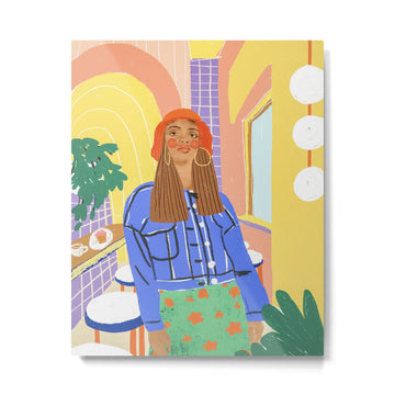 Cafe girl Metal Print | TeksDecor