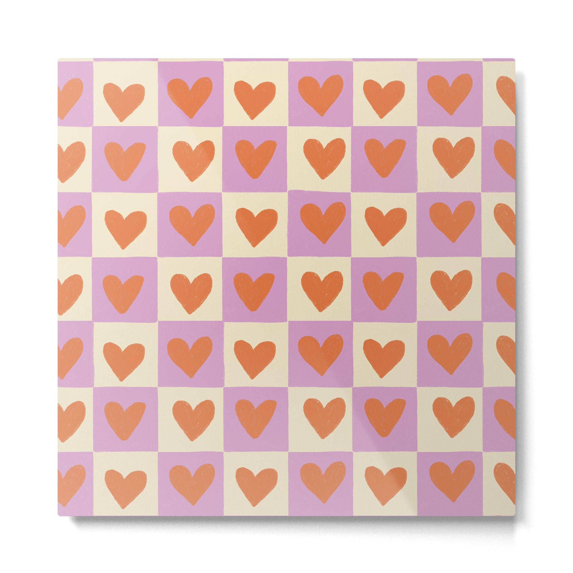 Checker red hearts  Metal Print | TeksDecor