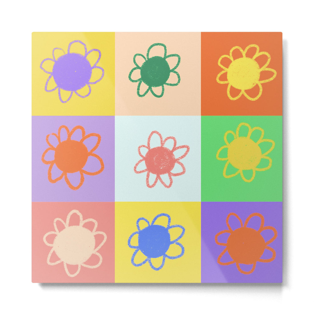 Floral checkerboard pattern Metal Print | TeksDecor