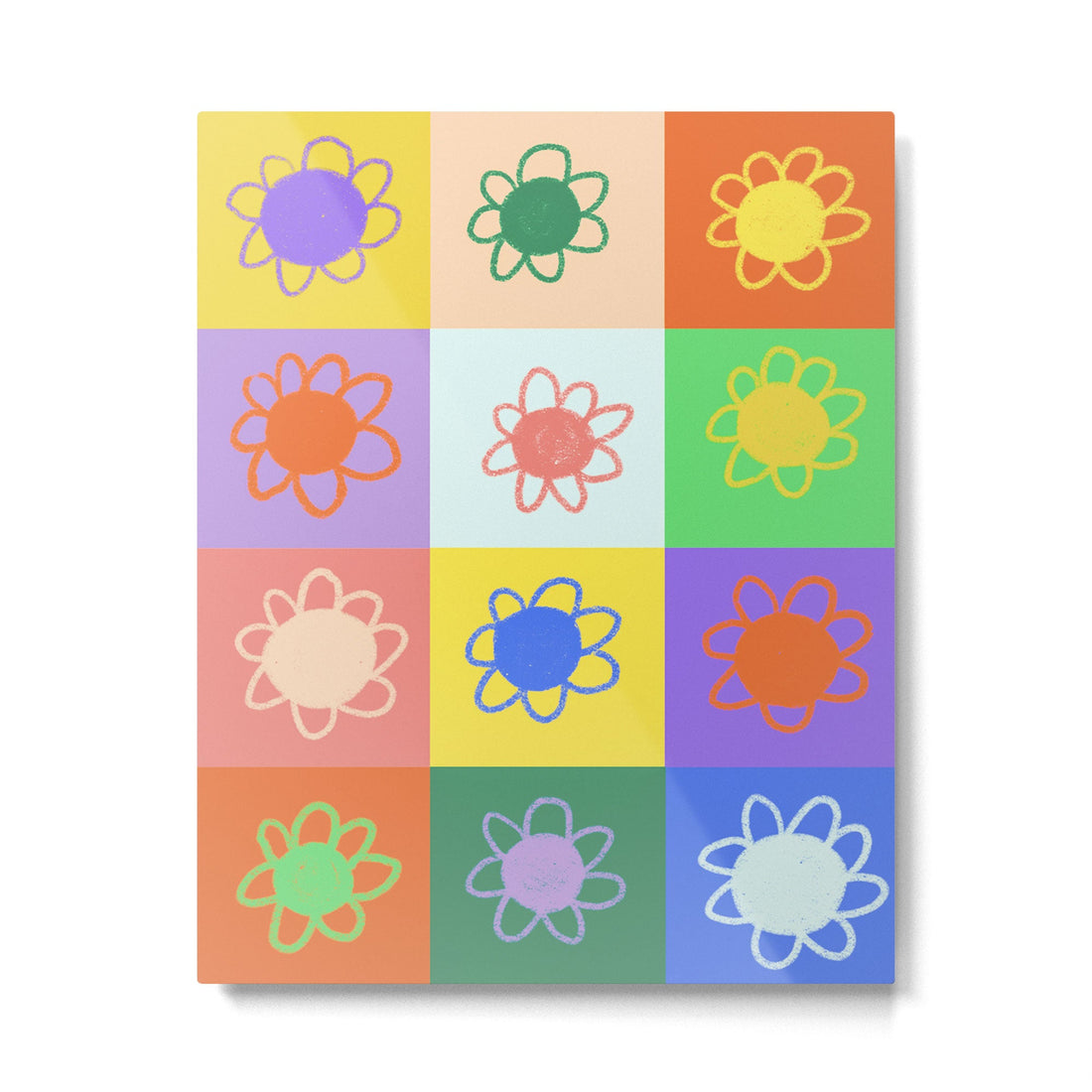 Floral checkerboard pattern Metal Print | TeksDecor